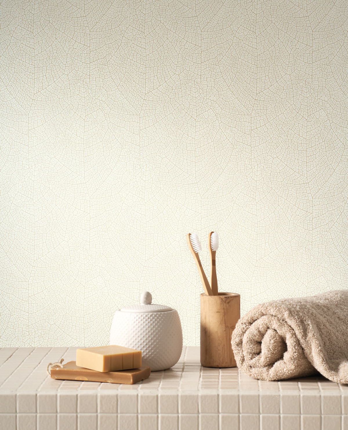 Papier peint Feuille Nervure Nola camomille - Vegetals de Casadéco | Réf. VEGE201281101