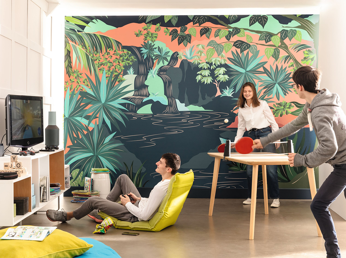 Papier peint panoramique Cascade Tropicale bleu - Beauty Full Image 2 de Casadéco | Réf. BFM102577033