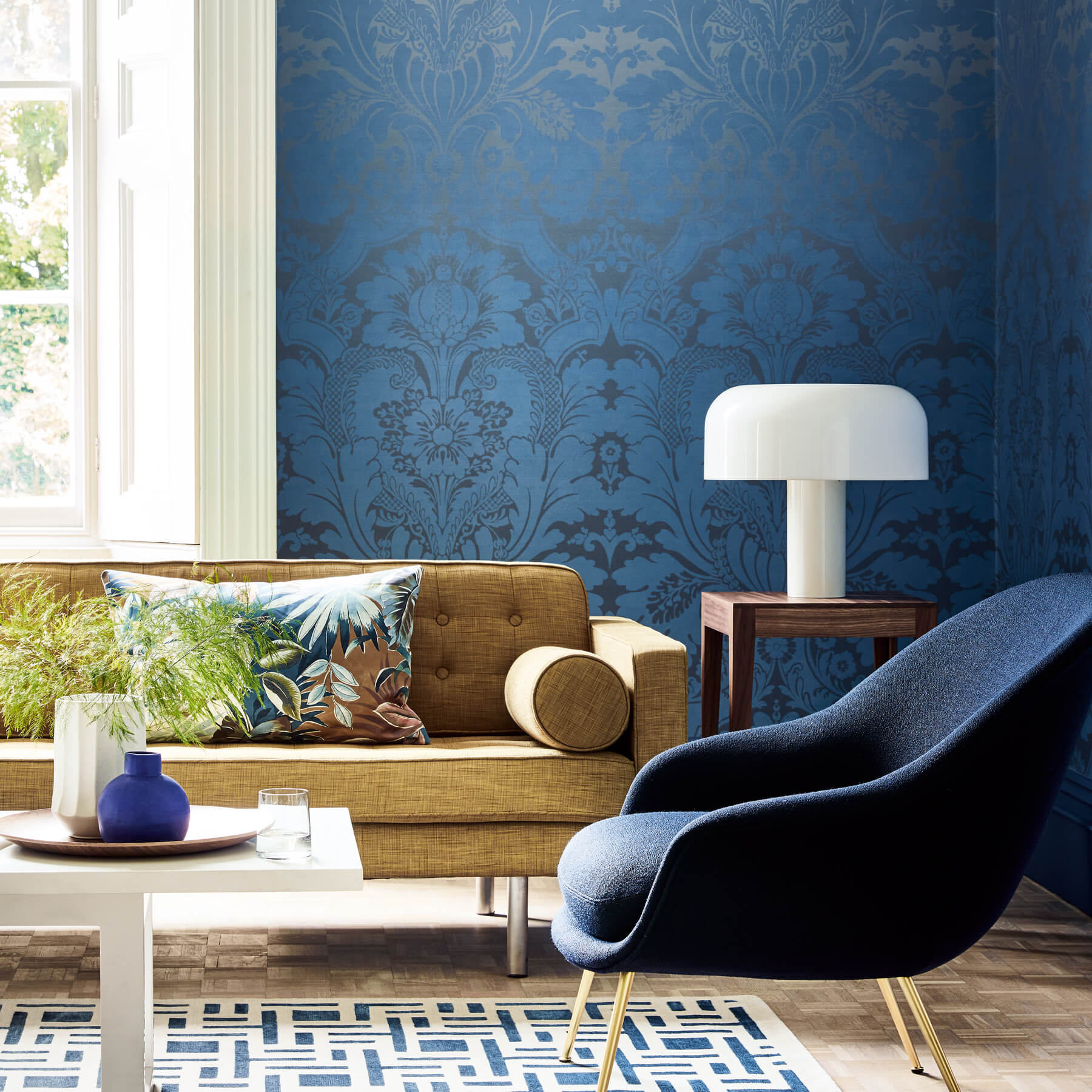 Papier peint St James's Park Cobalt Fade - Collection London Wallpapers V de Little Greene AMB