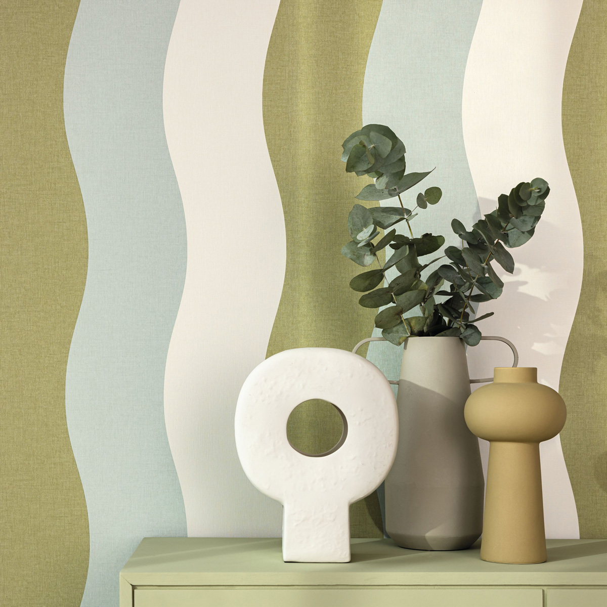 Papier peint Vague Rayure Sandy bleu vert - Twist de Casélio AMB2 | Réf. TST106476071