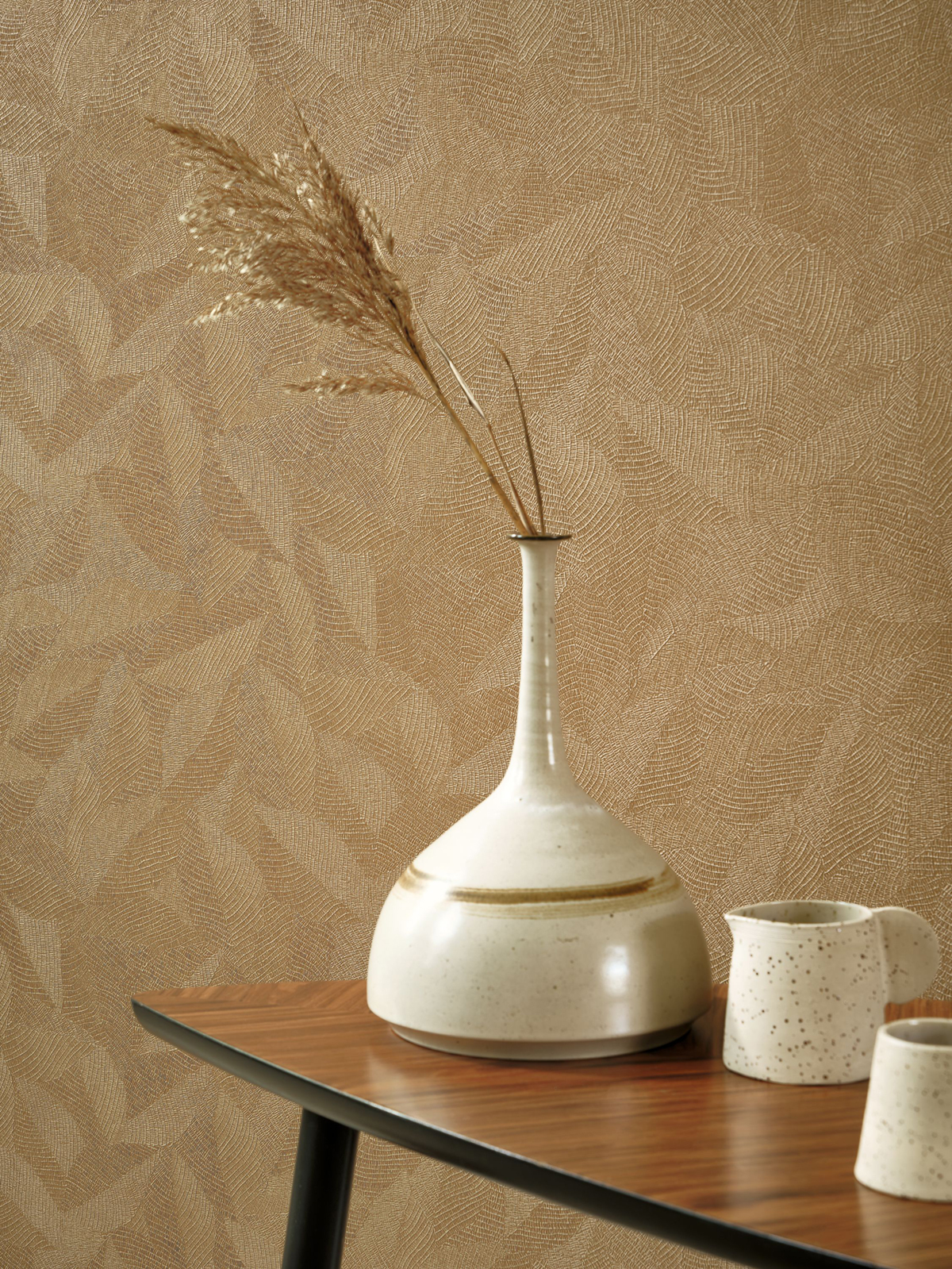 Papier peint Matière Feuille Masaya ocre - Riverside 4 de Casadéco AMB2 | Réf. RIVI86422561