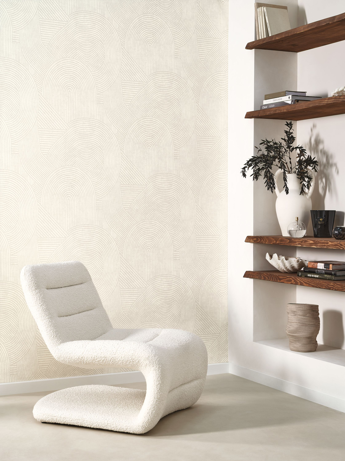 Papier peint Jardin des Pierres blanc polaire - Kyoto de Casadéco | Réf. KYTO88750213