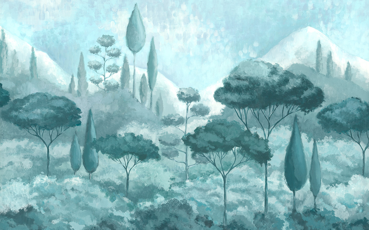 Papier peint panoramique Paysage Soothing Scenery vert - Papier Peint Komar Infinity 2