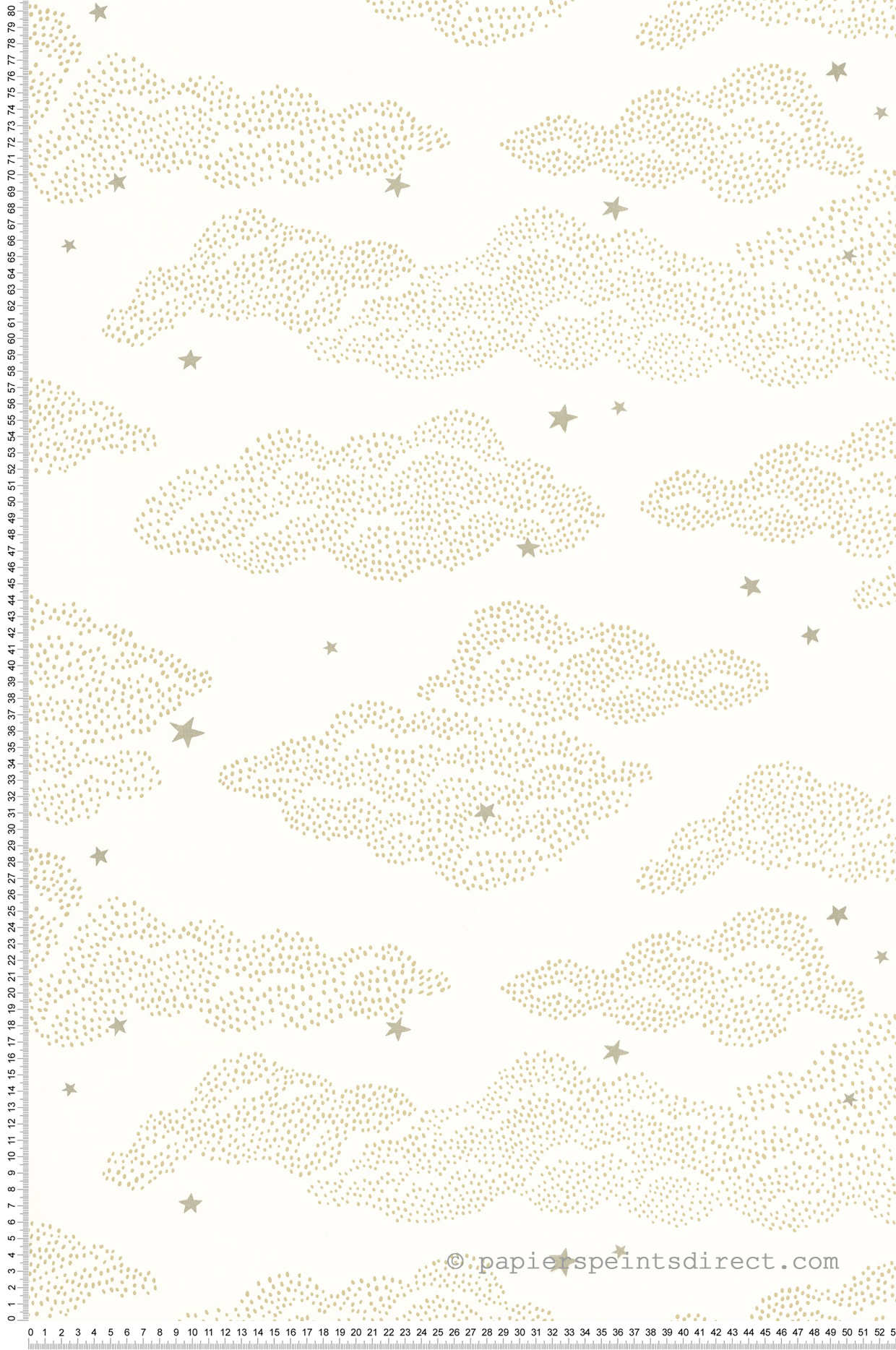 Papier peint Nuage Little Sky blanc doré - Happy Kids Club de Casélio | Réf. HKC107640223