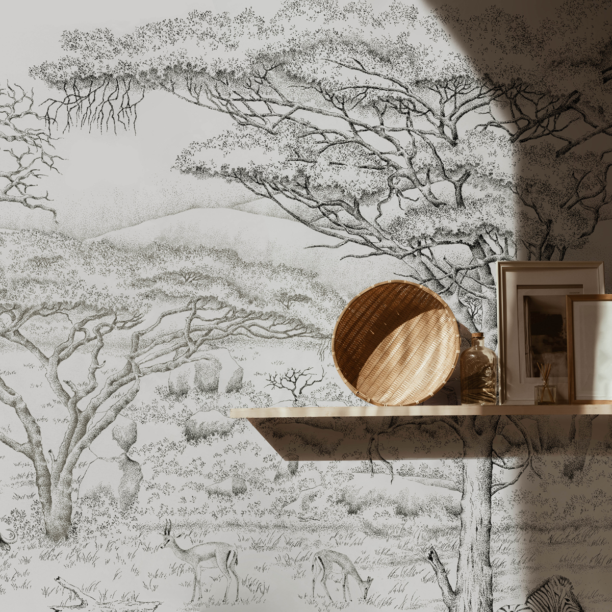 Papier peint panoramique Animaux Vallée du Rift Gris A+B+C - 1/2/3/4/5/6/7/8/9 - Isidore Leroy AMB3