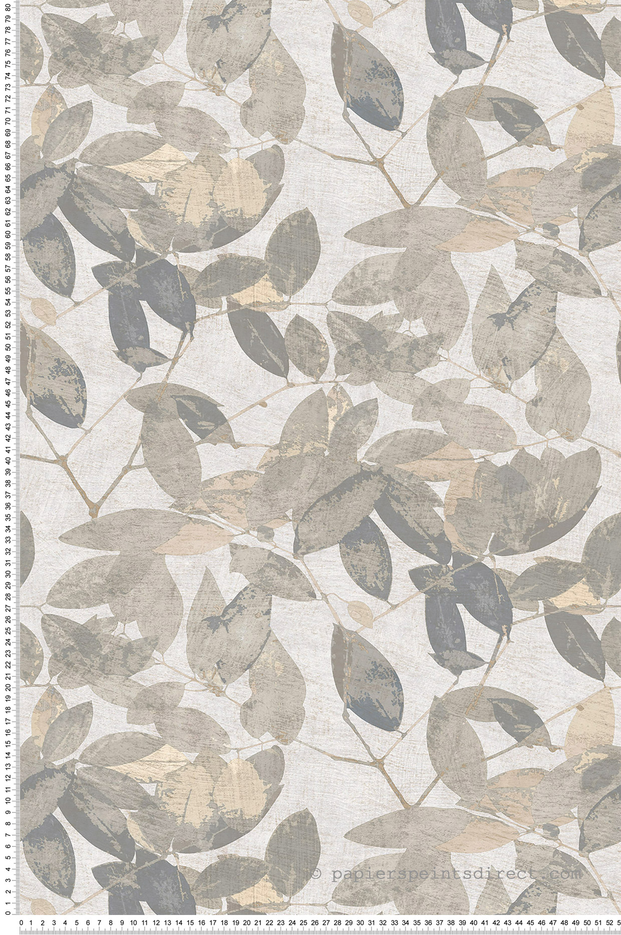 Papier peint Feuille Contrejour gris mastic - Herbier de Montecolino | Réf. MC-HE27270