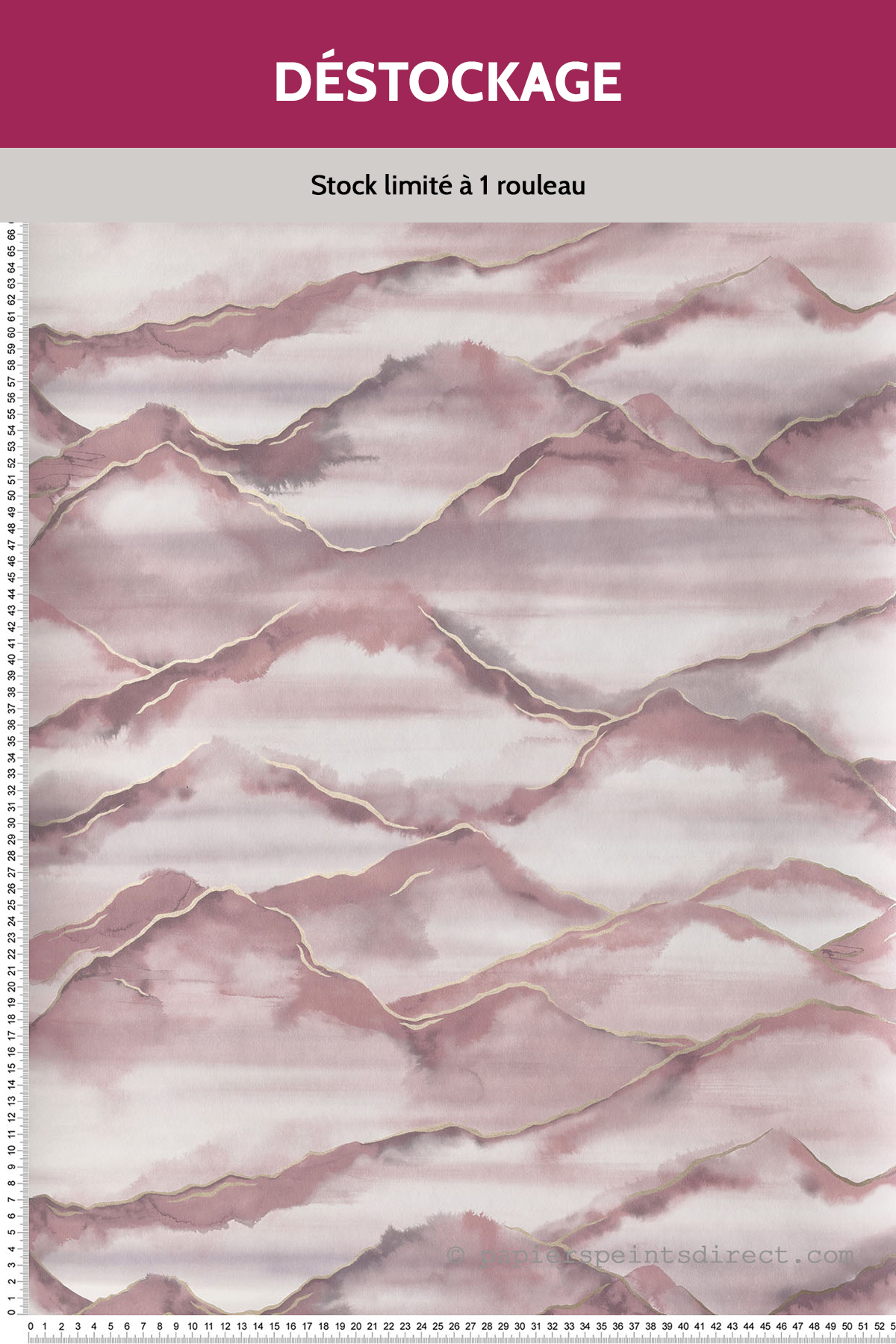 Papier peint Destockage - Montagnes encre rose - Naturoscope