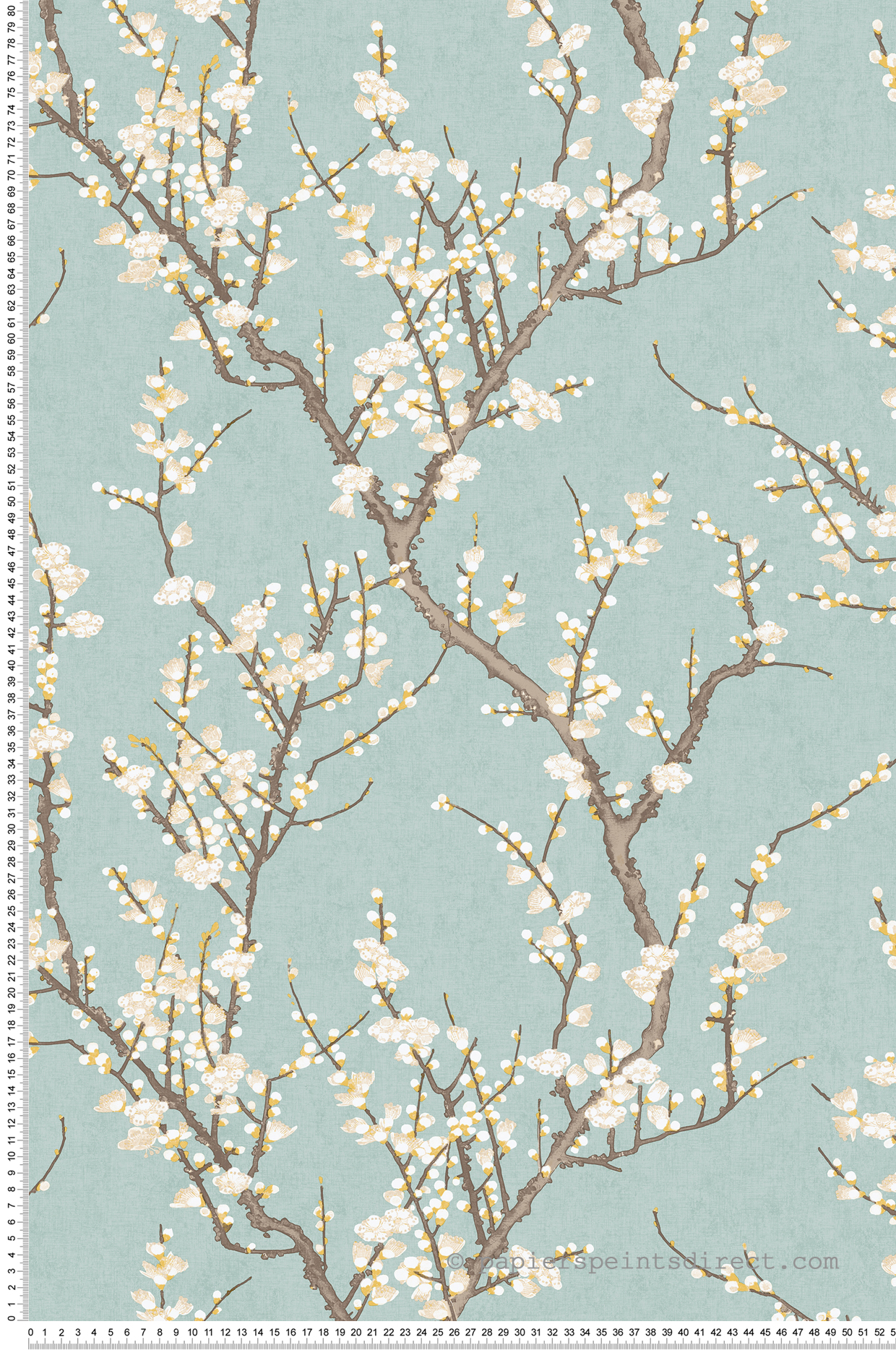 Papier peint Sakura Fleuri vert d'eau - Romance de Lutèce | Réf. LTC-19031