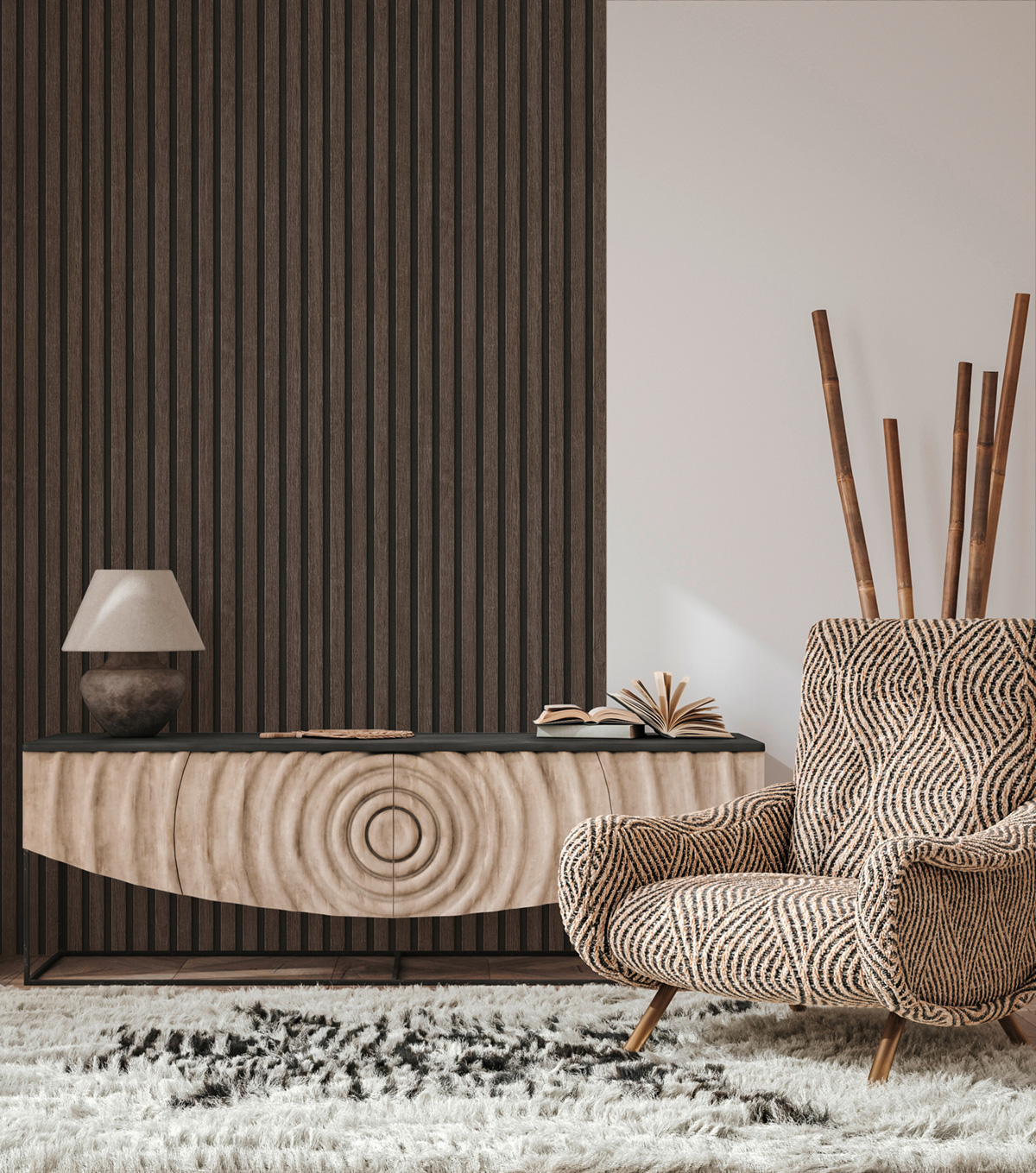 Papier peint Tasseaux Bois Chêne brun - Pintwalls 2 d'A.S. Création AMB4 | Réf. AS-391093