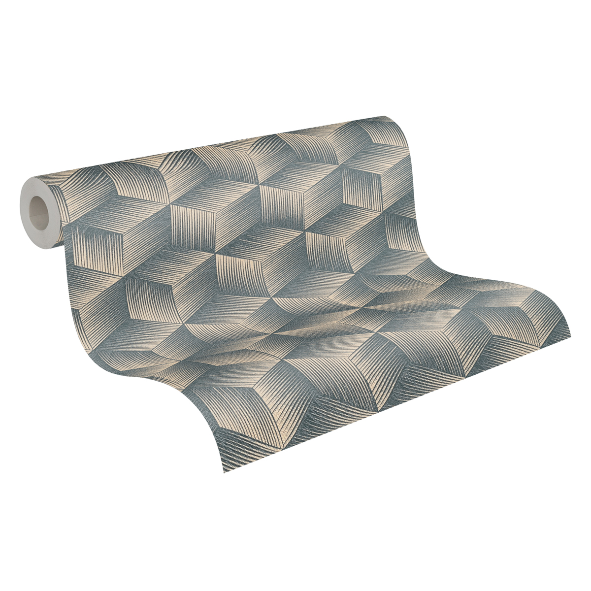 Papier peint Cubes 3D noir beige - Natural Living d'A.S. Création AMB4 | Réf. AS-385063