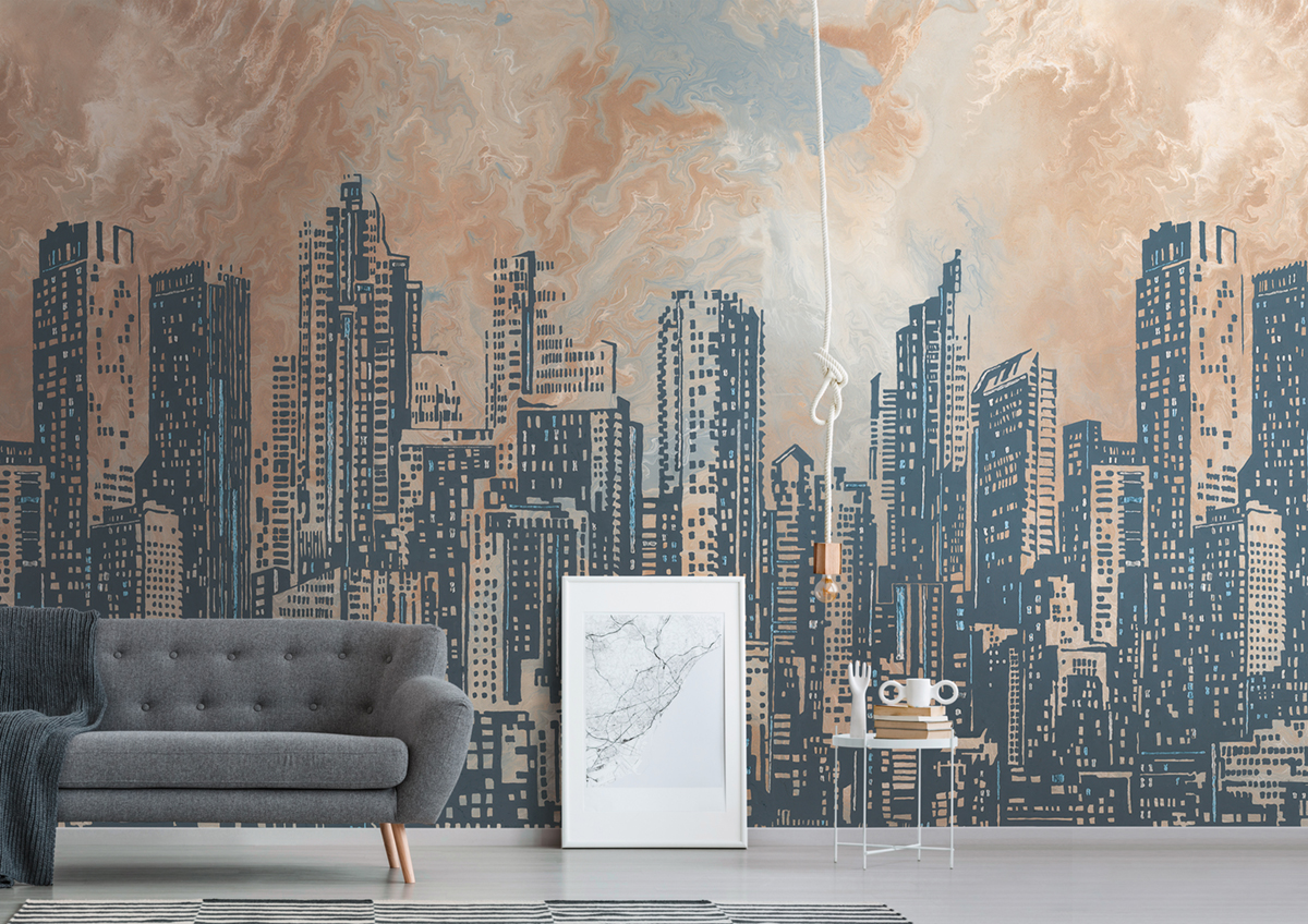 Papier peint panoramique New York Skyline beige - The Wall 2 d'A.S. Création | Réf. AS-393331