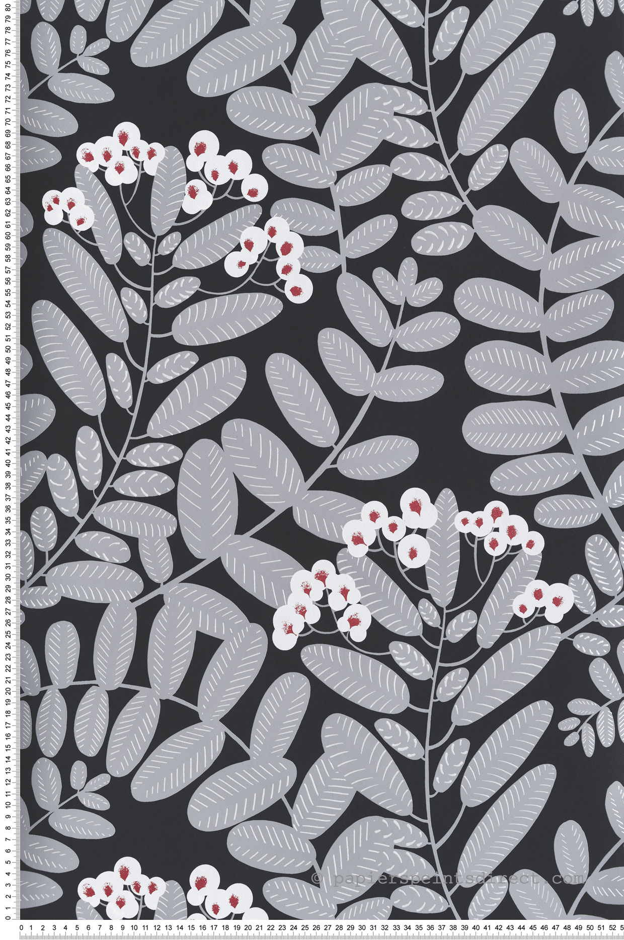 Papier peint Feuillage Fleuri Bodie noir métallisé - Mysa de Masureel | Réf. MAS-YSA003