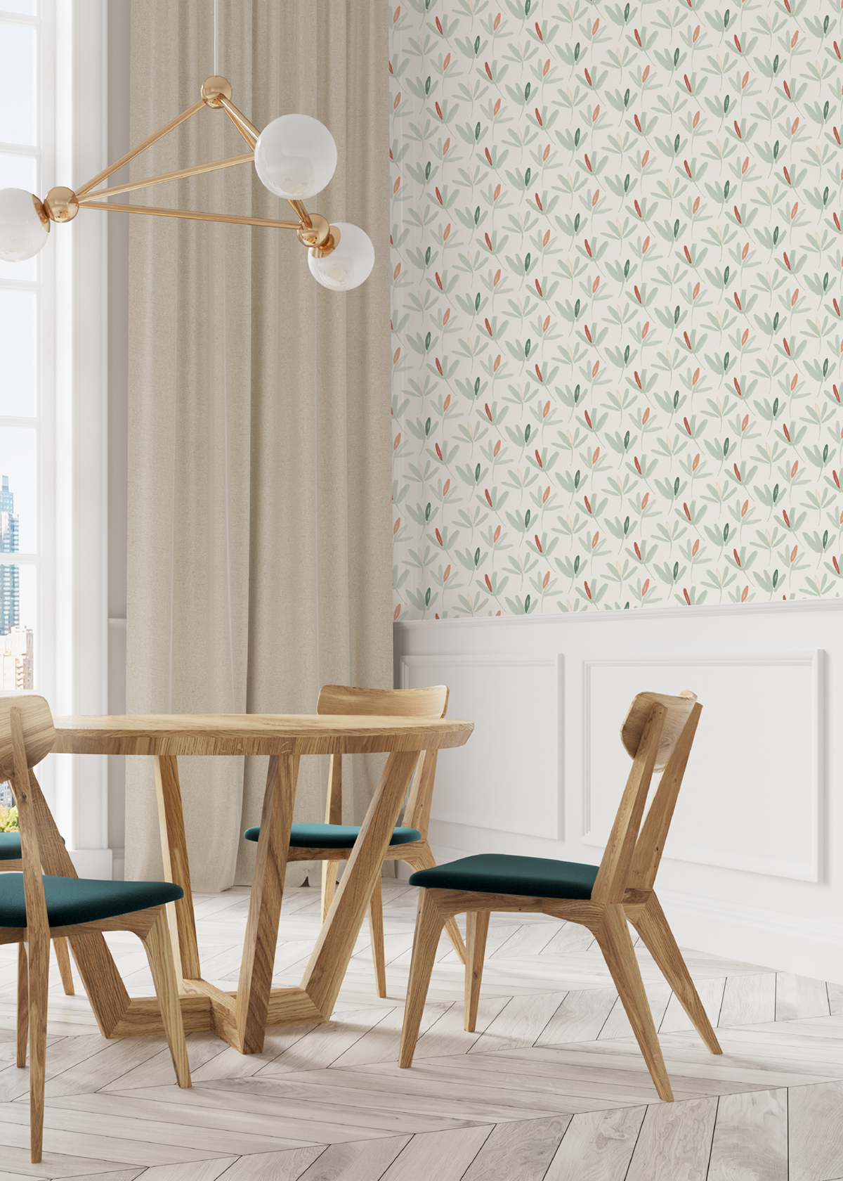 Papier peint Fleur Marguerite vert amande - Cuisines & Bains de Lutèce | Réf. LTC-51230404