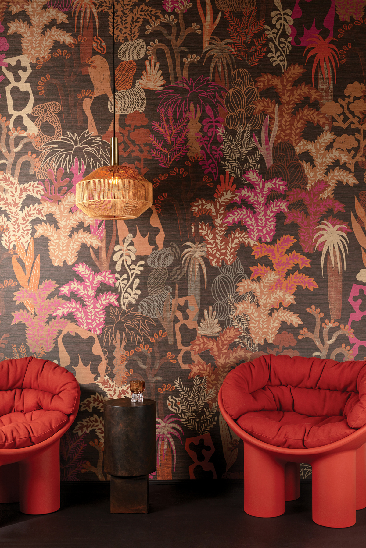 Papier peint panoramique Jungle Ethnique Baya rose - A, B et C H260 - Joy de Masureel | Réf. MAS-DGJOY303X-260