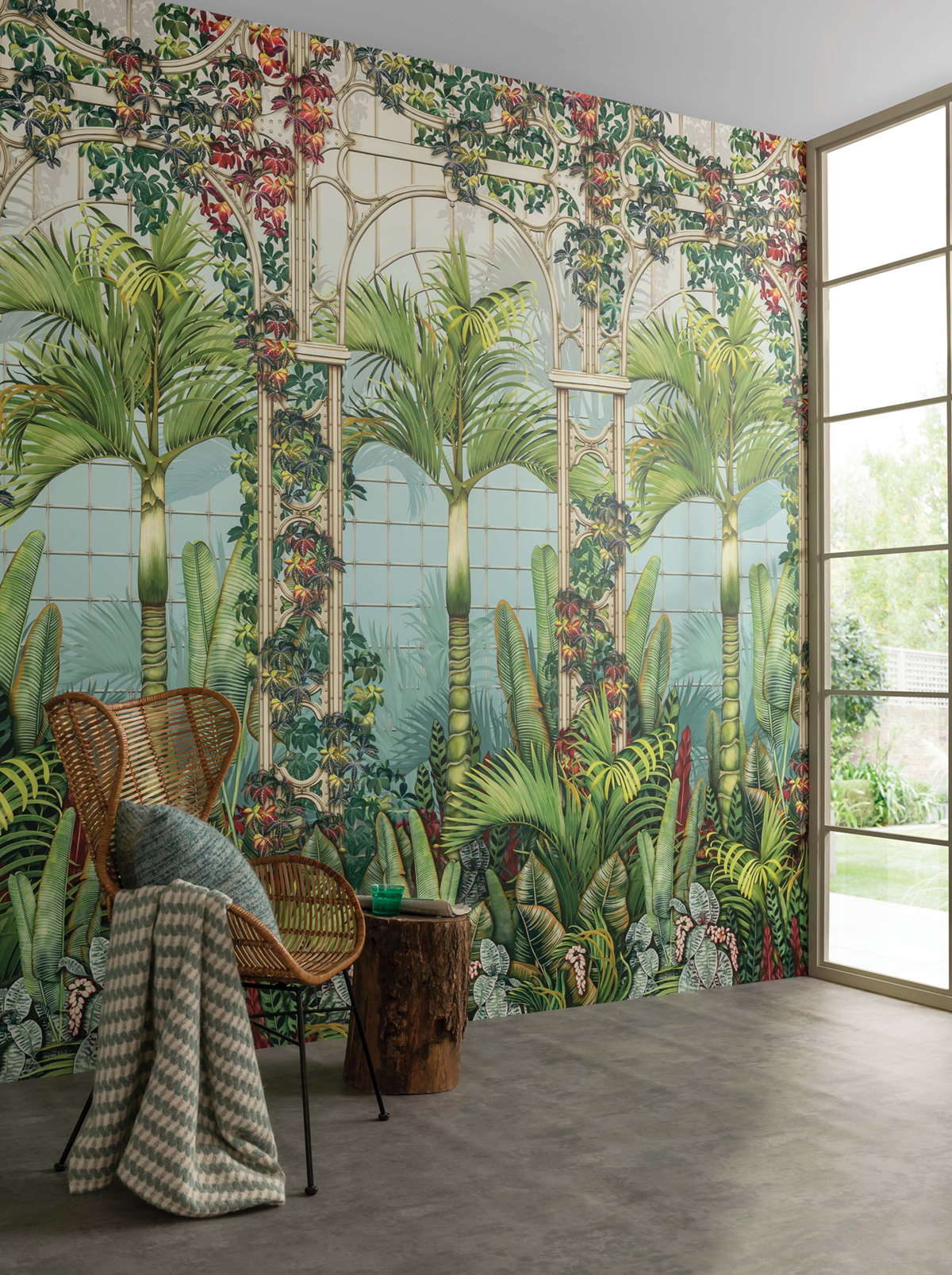 Papier peint Verrière Tropicale Palm House vert - Mansfield de Osborne & Little | Réf. OSB-W7452-01