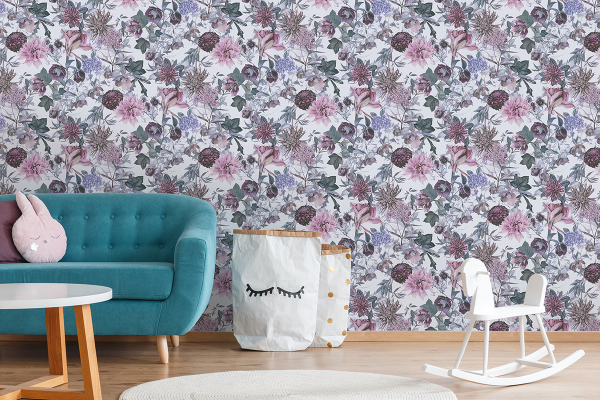 Papier peint Jardin et Floral blanc et violet - Dream Flowery de Architects Paper | AMB Réf. 38175-2