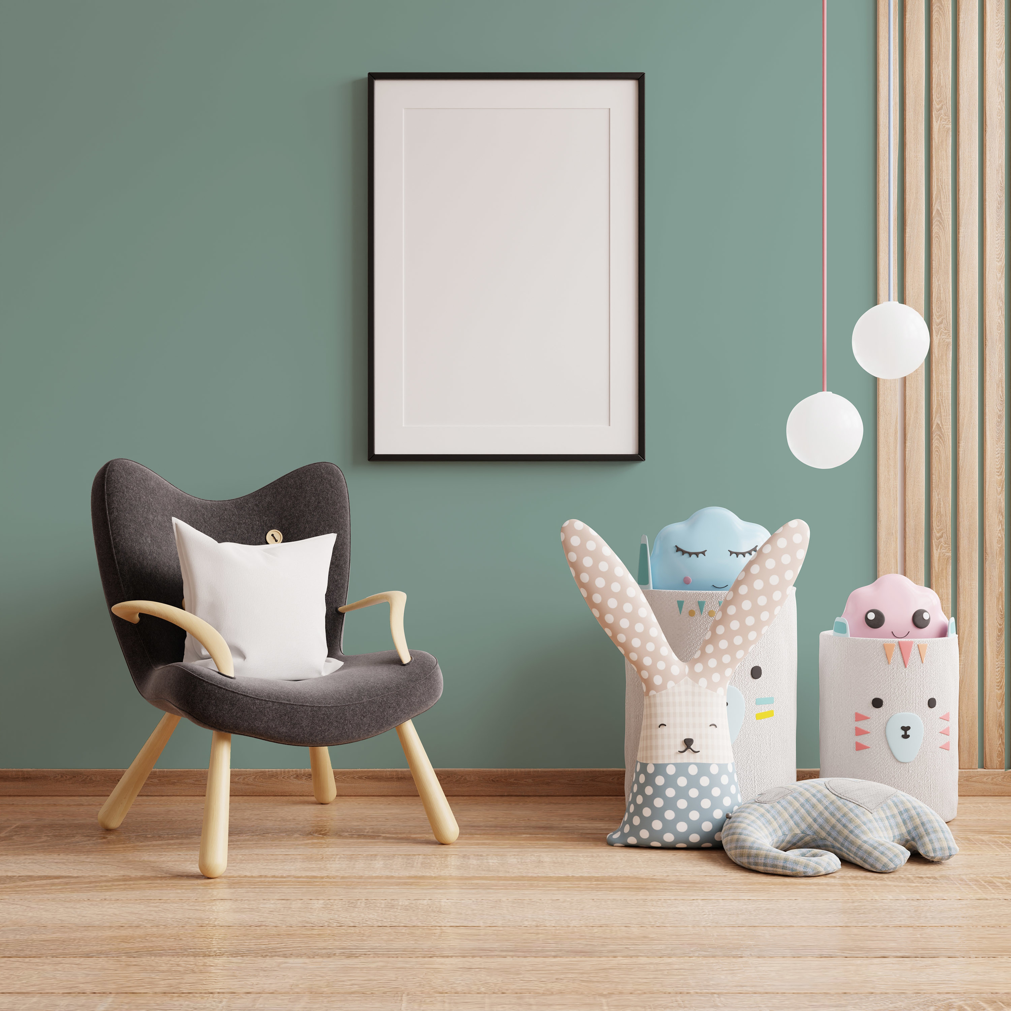 Photo numéro 2 d'une pièce avec un mur peint avec la peinture  Puro vert soft green - c4002