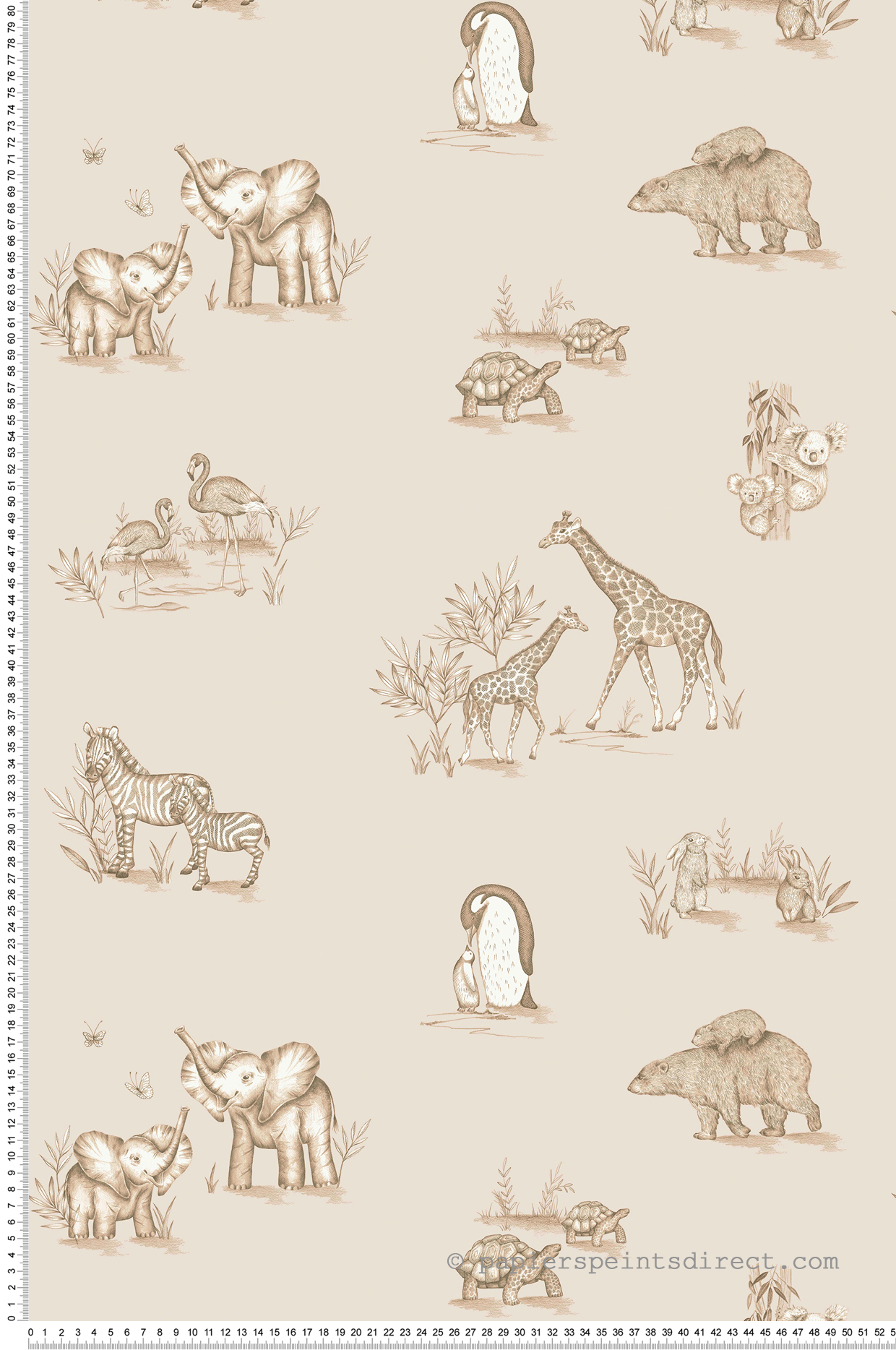 Papier peint Animaux Éléphant Safari beige - Imagine de Lutèce | Réf. LTC-DL27553