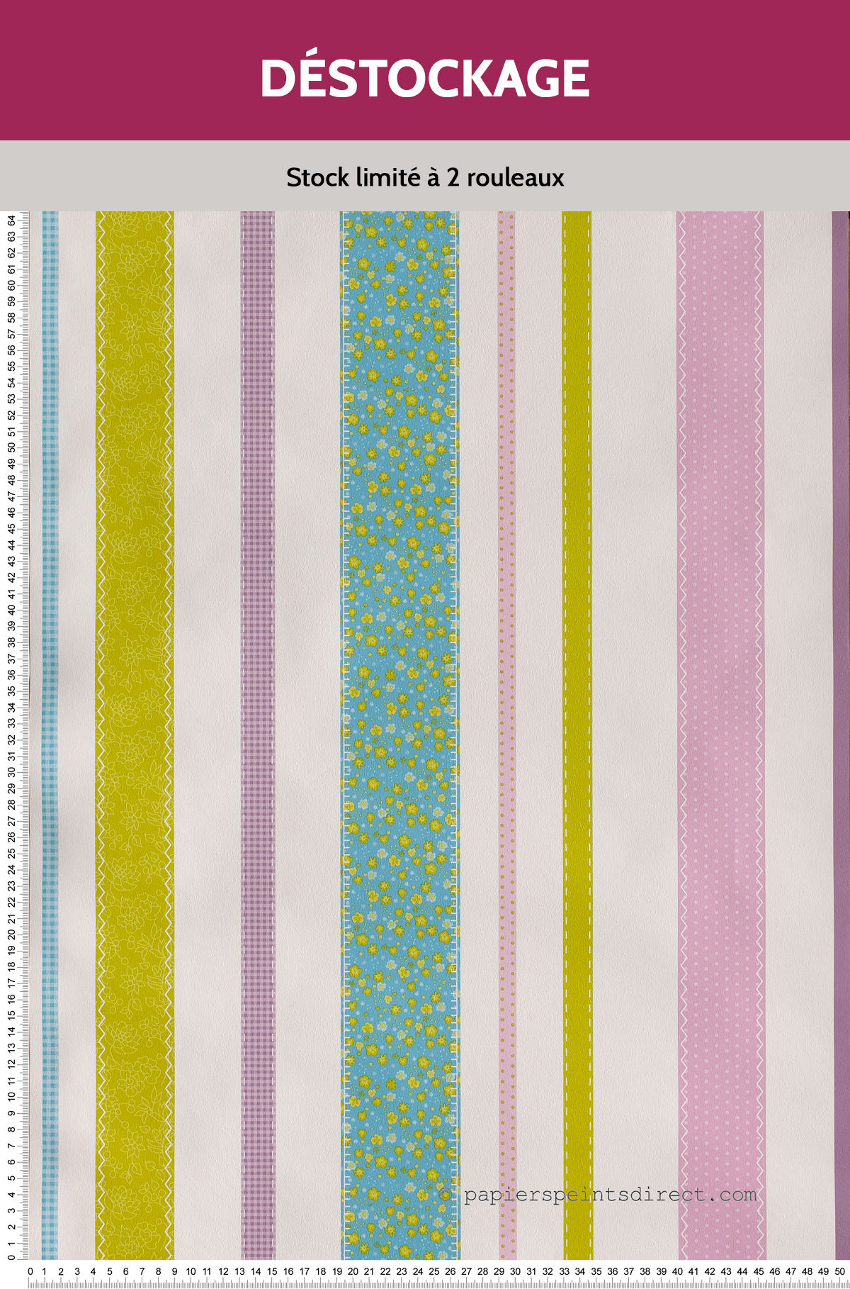 Papier Peint Destockage - Rayures Girls Only