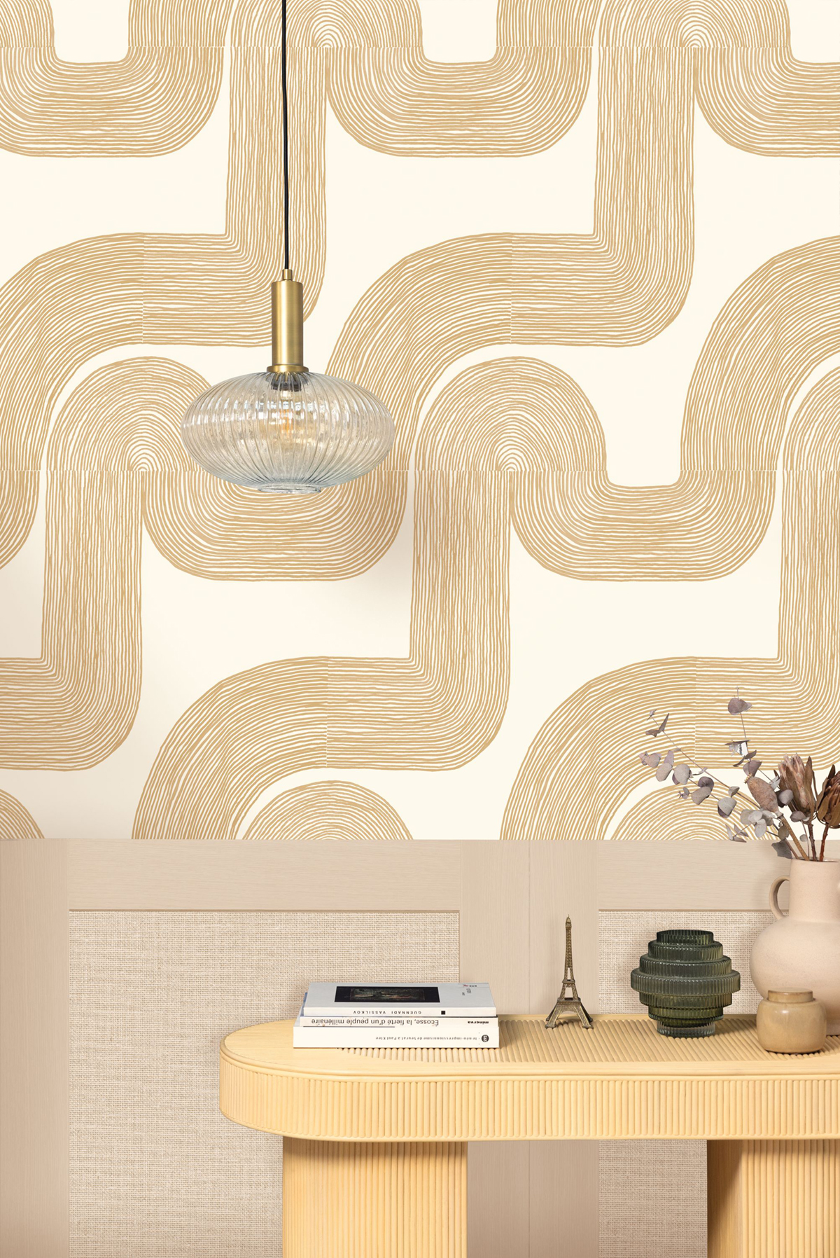 Papier peint panoramique Design Curving Lines beige M 200X280 - Pimp My Wall de Casélio AMB2 | Réf. PMW104771003