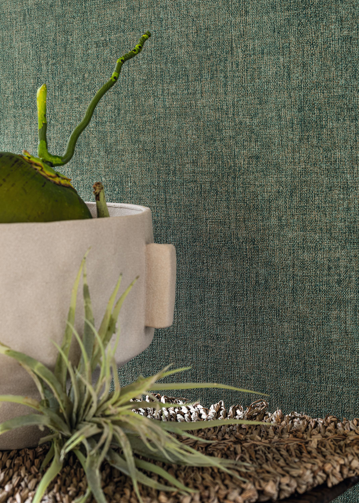 Papier peint Faux Uni Diola vert anglais - Karabane de Casamance | Réf. CAS-75152140