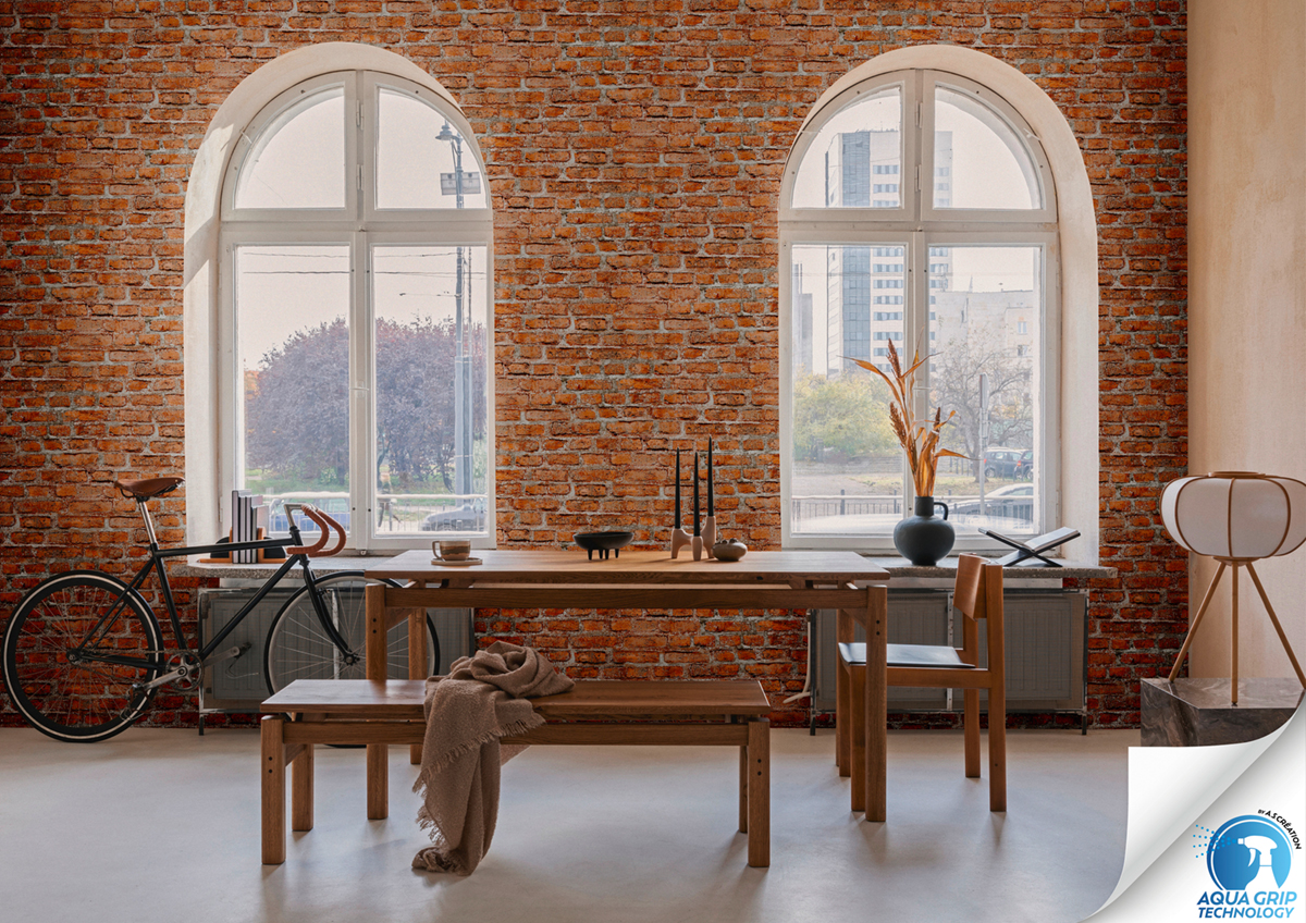 Papier peint préencollé Brique rouge - Designdrop d'A.S. Création AMB2 | Réf. AS-784561