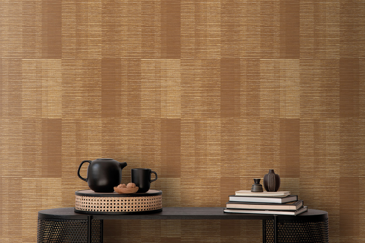 Papier peint Rayure Tissage caramel - Atacama de Montecolino AMB1| Réf. MC-IM28031