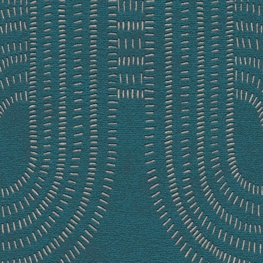 Papier peint Maille Art Déco bleu argenté - French Affair d'A.S. Création ZOOM | Réf. AS-399373