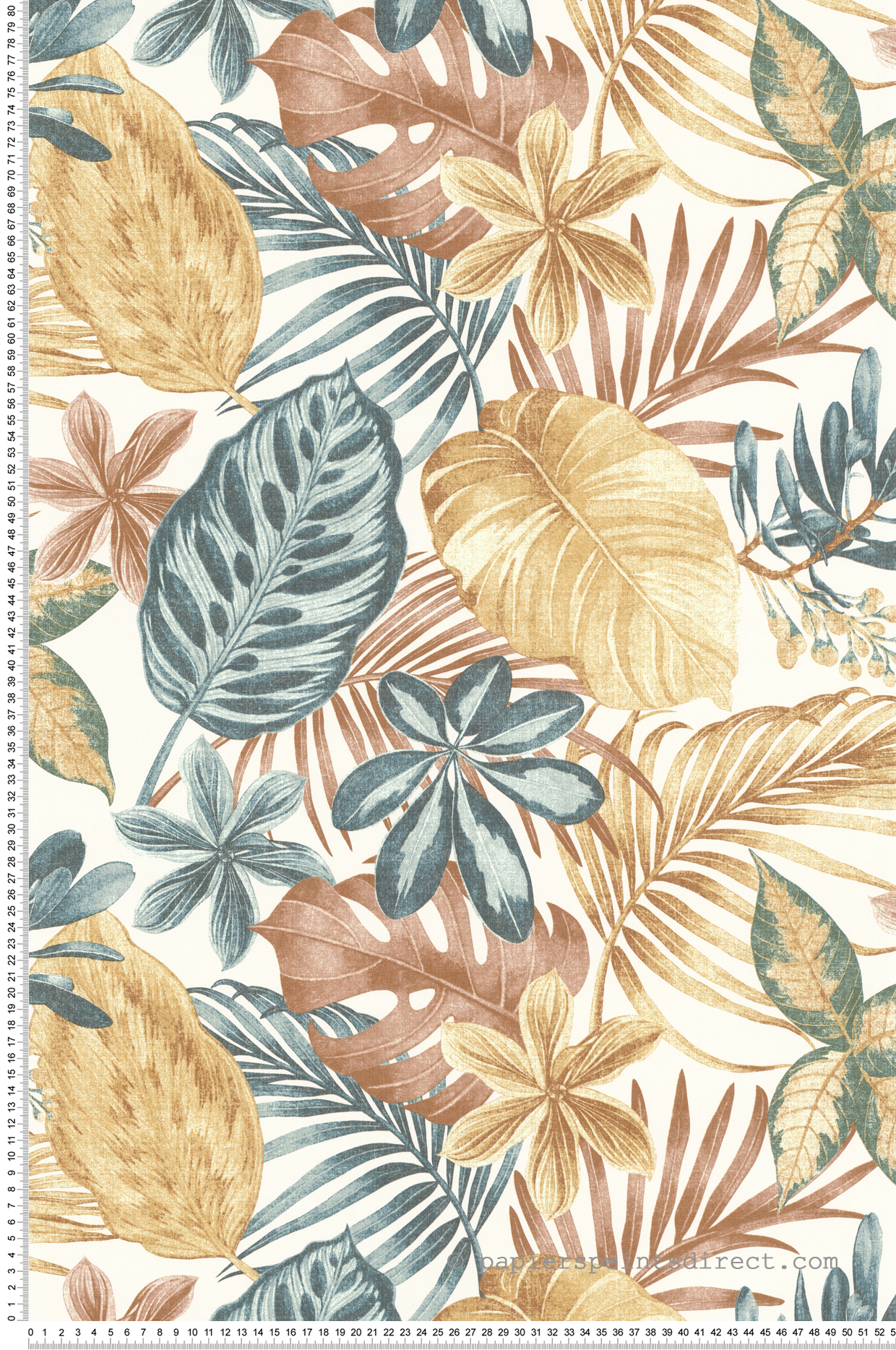 Papier peint Feuillage Exotique Toilé terra jaune bleu - Séjours & Chambres de Lutèce | Réf. LTC-11220705