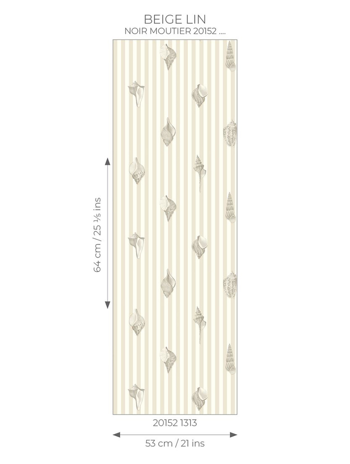 Papier peint Rayure Coquillage Noirmoutier beige lin - Seaside de Casadéco AMB7 | Réf. SEAS201521313