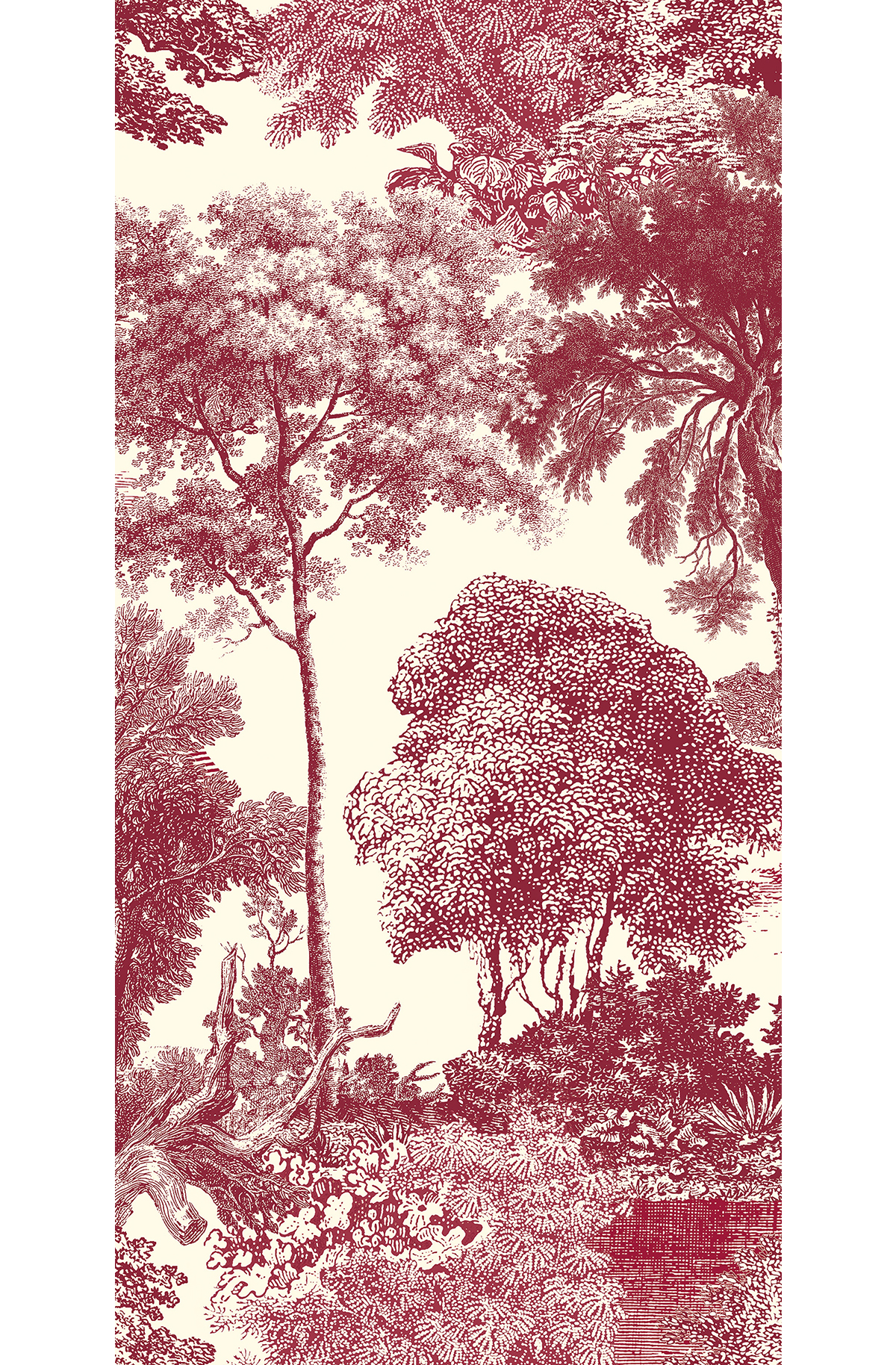 Papier peint panoramique Toile de Jouy Salcey rouge - B H260 - Amazone de Masureel | Réf. MAS-DGSAL1052-260