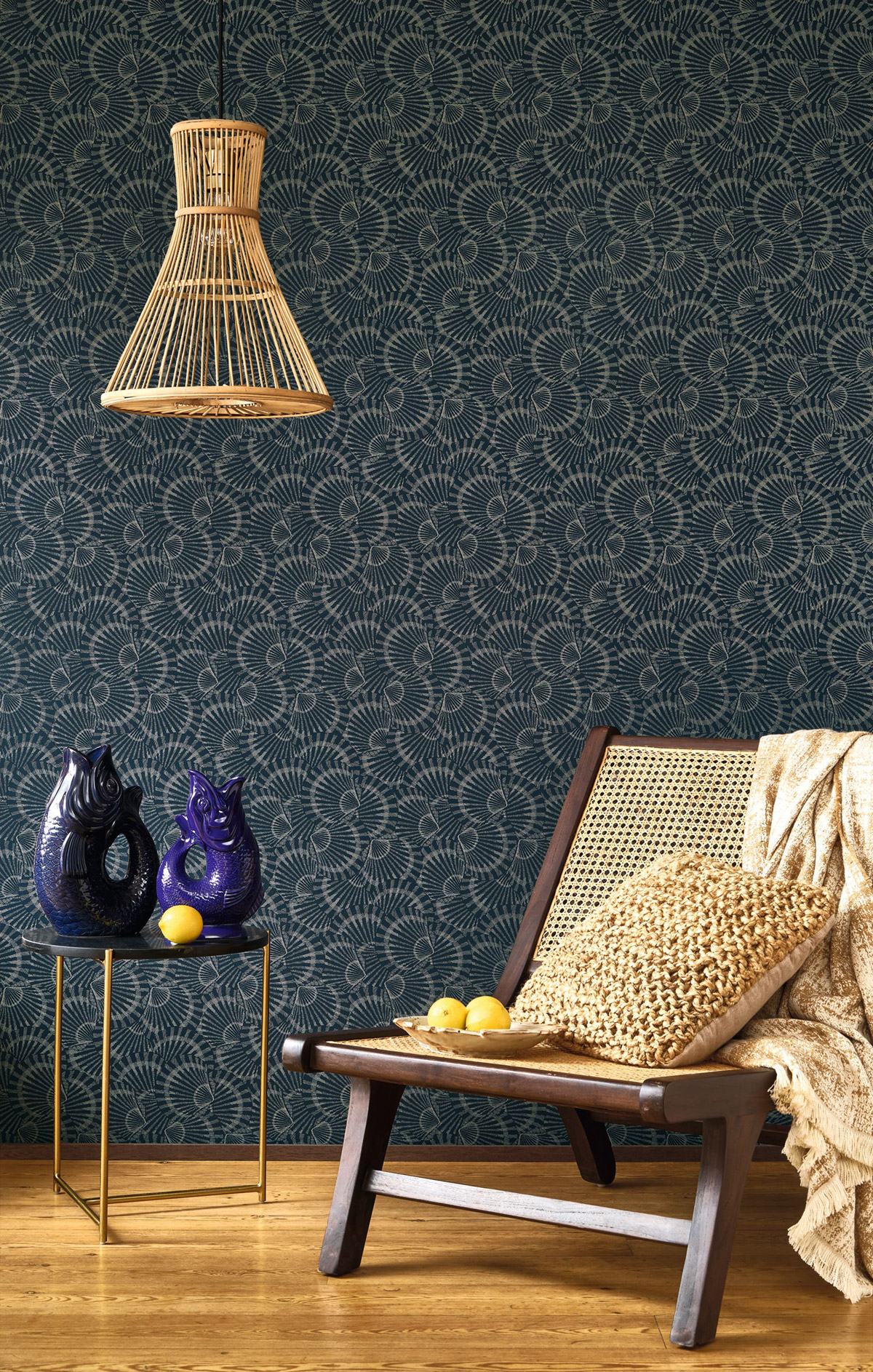 Papier peint Coquillage Saint Malo bleu marine - Seaside de Casadéco | Réf. SEAS201486909