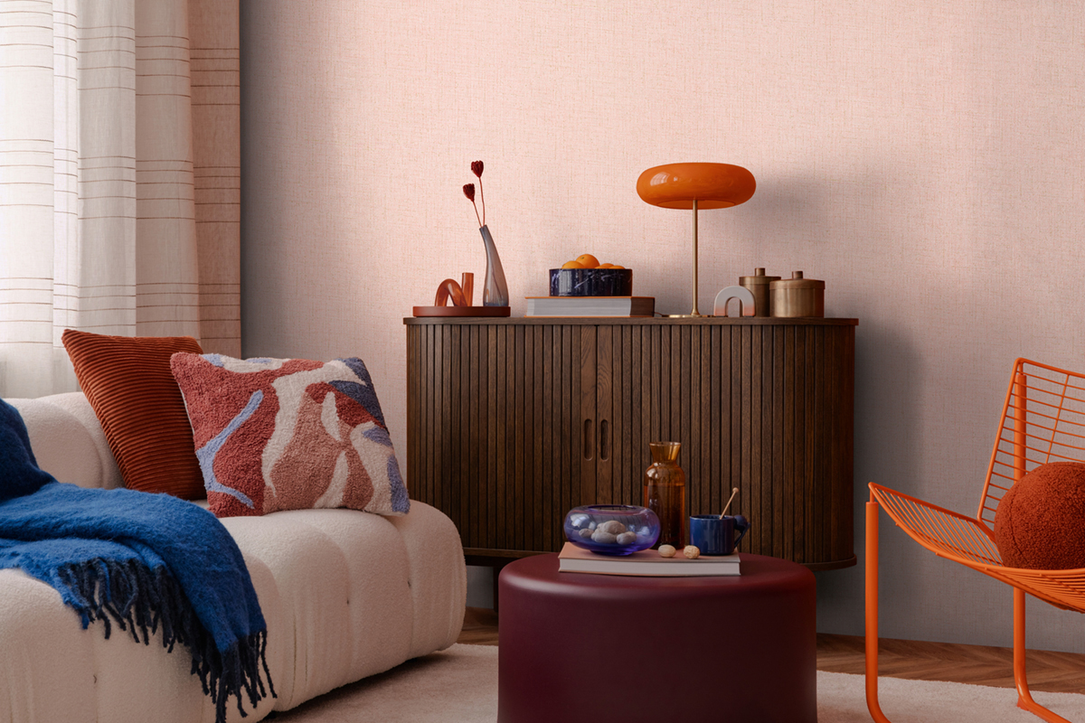 Papier peint Uni Tissage Métallisé rose délicat argenté - Cosmoliving d'A.S. Création AMB3 | Réf. AS-790671