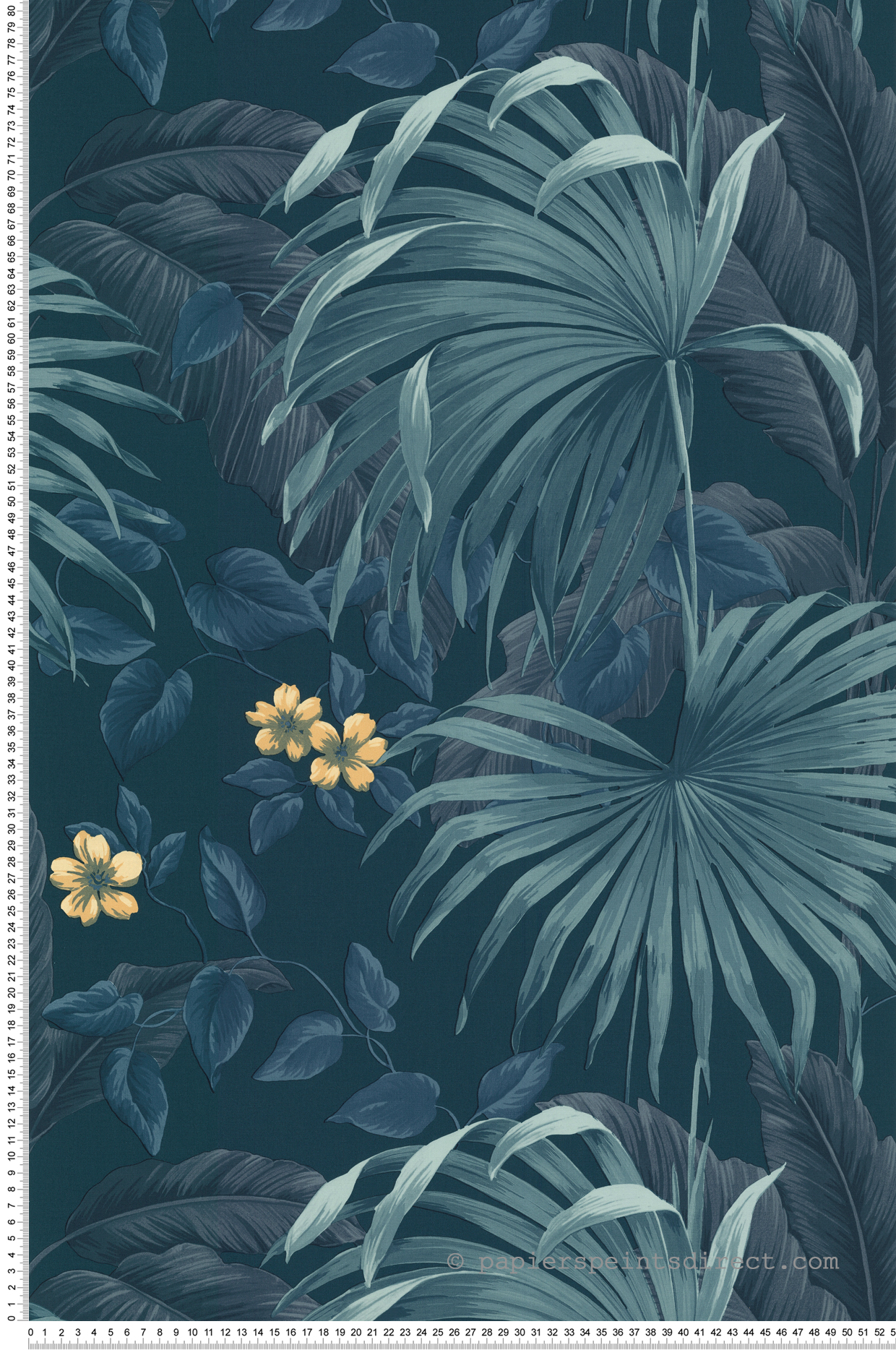 Papier peint Tropical Palme bleu pétrole - Séjours & Chambres de Lutèce | Réf. LTC-11220801