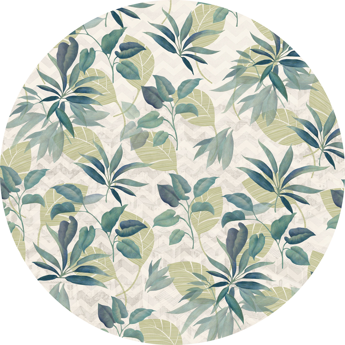 Papier peint adhésif rond Feuilles Leni - Papier peint Komar Dots