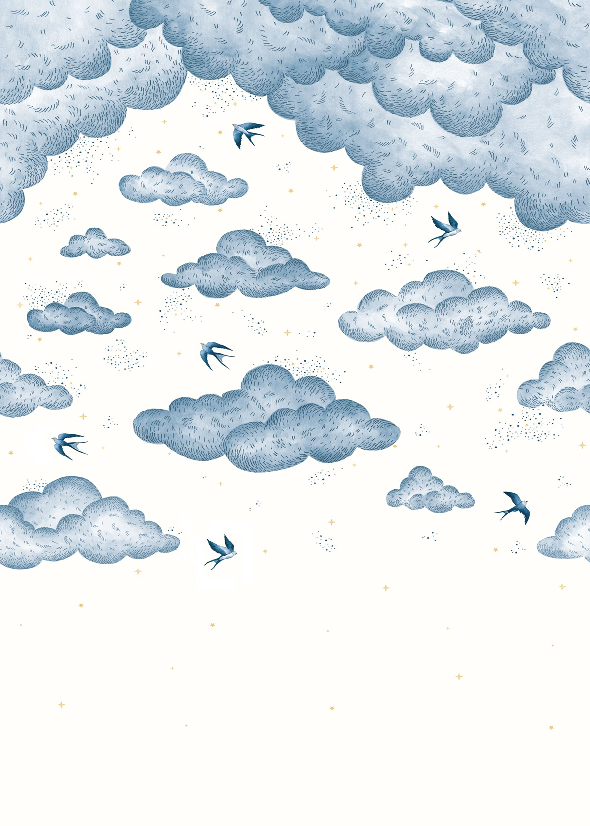 Papier peint panoramique Nuit Hirondelle Universe bleu M 200X280 - Pimp My Wall de Casélio | Réf. PMW105186003