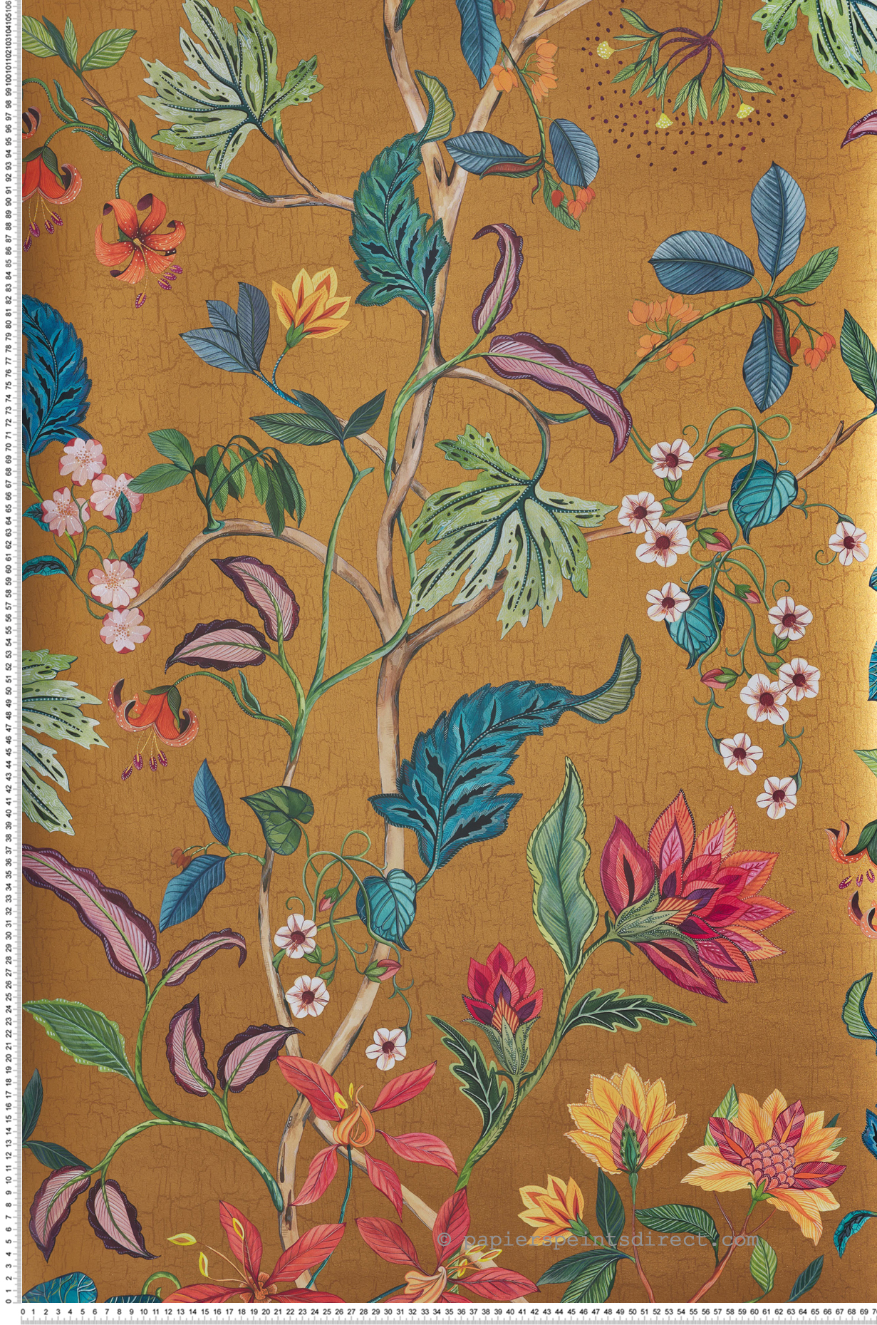 Papier peint Fleur Exotique Chellah doré - Byzance d'Osborne & Little | Réf. OSB-W7907-04