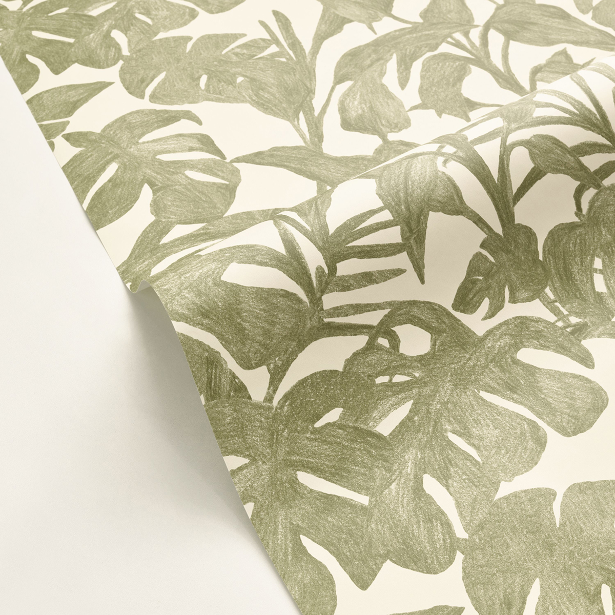 Papier peint Végétal Bogota vert kaki beige - Green & Co de Casélio | Réf. GCO103871758