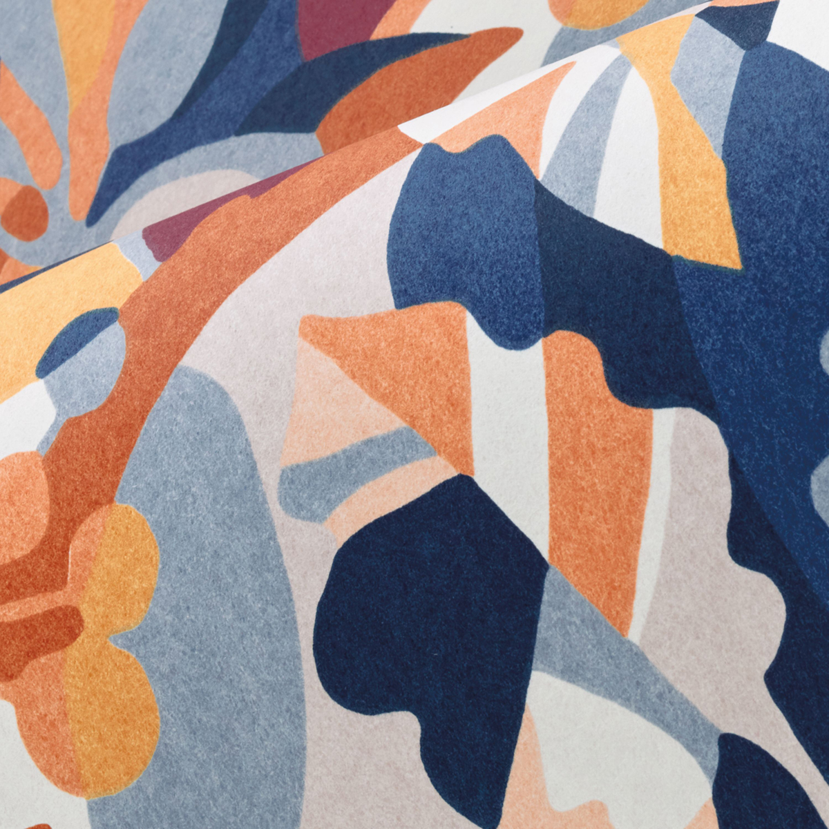 Papier peint Femme Abstrait Plongeon bleu orange - L'Ile aux Oiseaux de Casamance AMBV | Réf. CAS-75881018