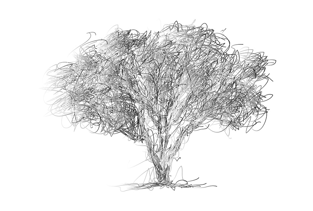 Papier peint panoramique Arbre croquis - Référence APD-471-535-400x270 - Intissé 200g/m2 - Standard 400 x 270