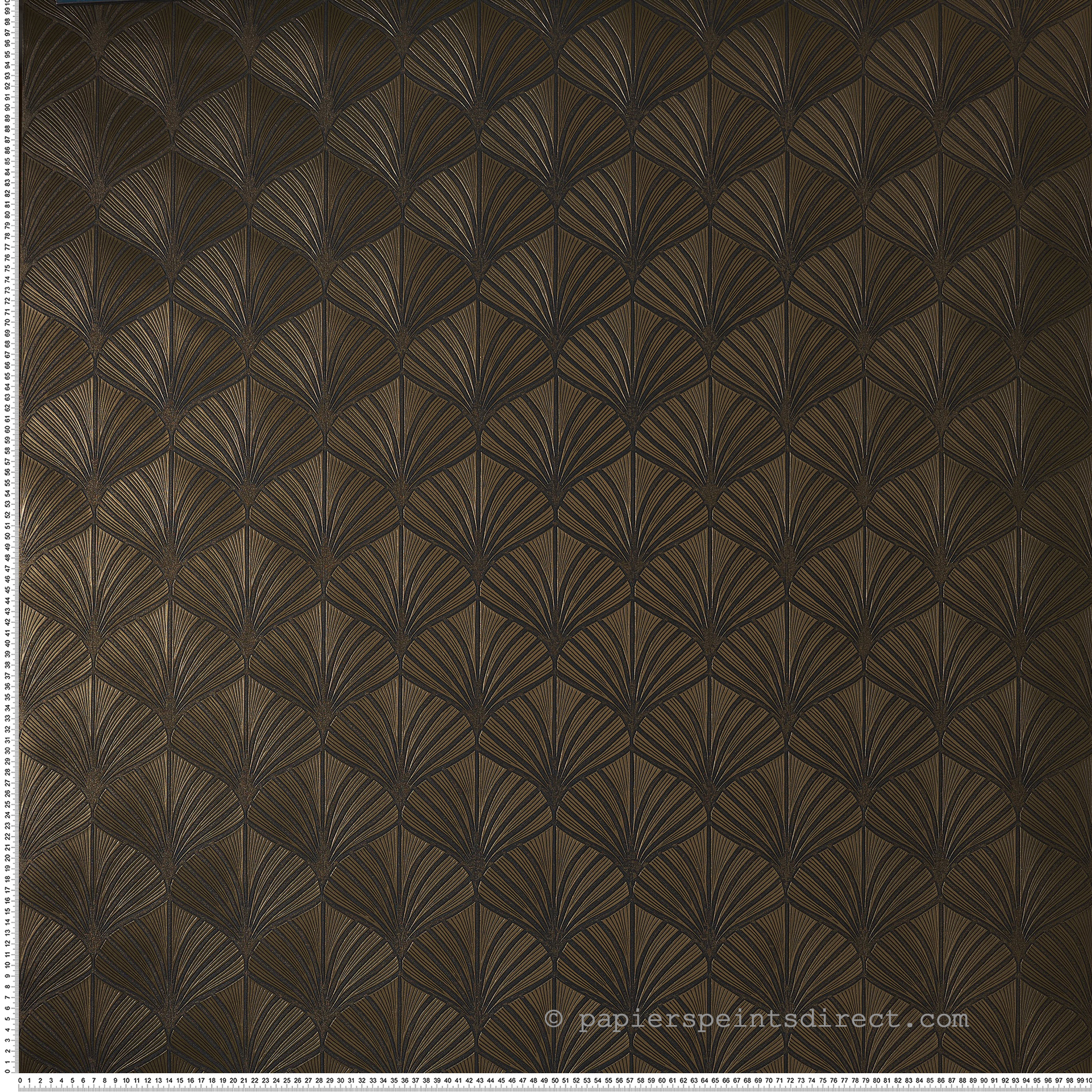 Papier peint Palmette Art Déco Néréide noir mordoré - Magnitude de Casamance | Réf. CAS-76651936