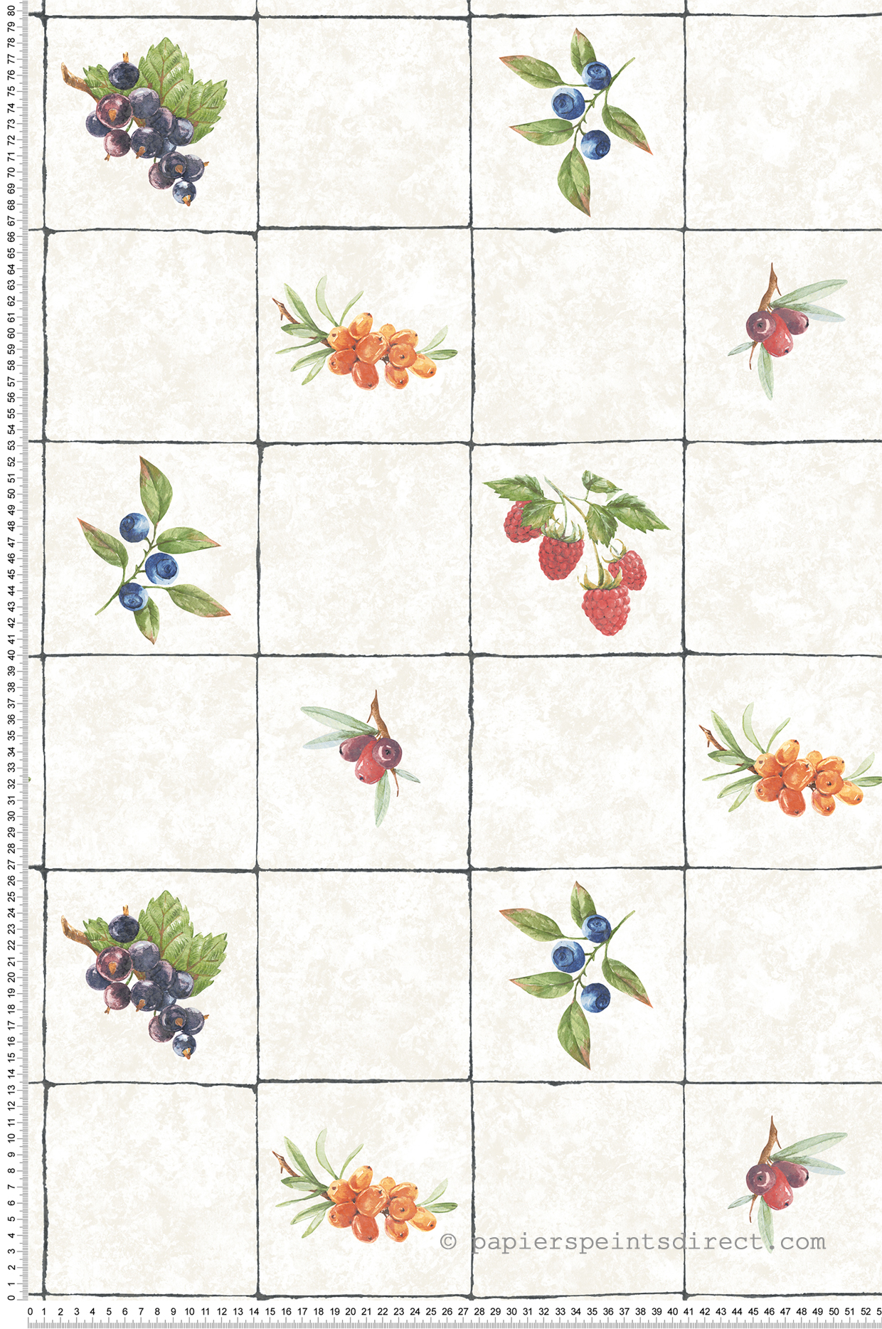 Papier peint Faïence Fruits grège - Cuisine Fraicheur 6 de Lutèce | Réf. LTC-G45417