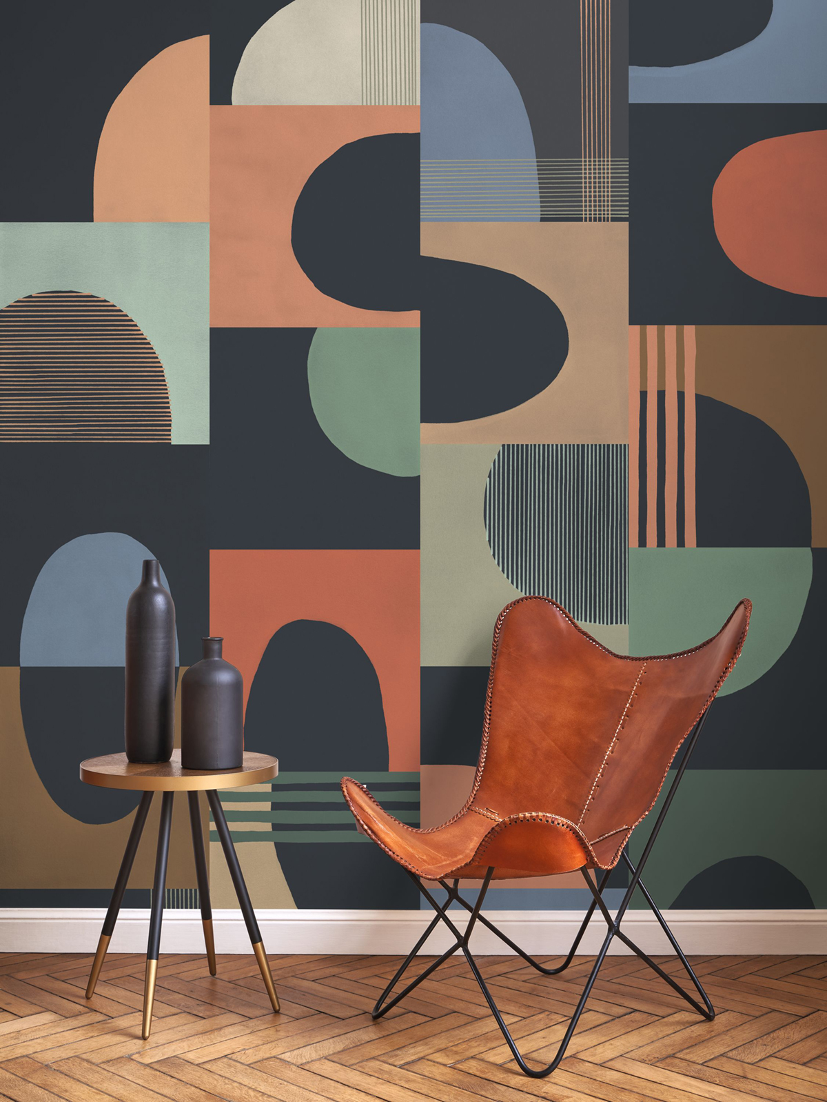 Papier peint Pop Art Graphique encre orange - Milano Sixties de Casadéco AMB2| Réf. MISI89373939