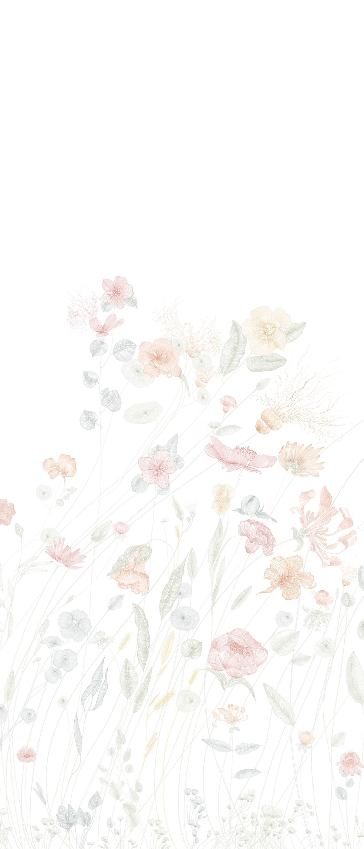 Papier peint panoramique Fleurs Prairie Pastel A - 1/2/3 - Isidore Leroy