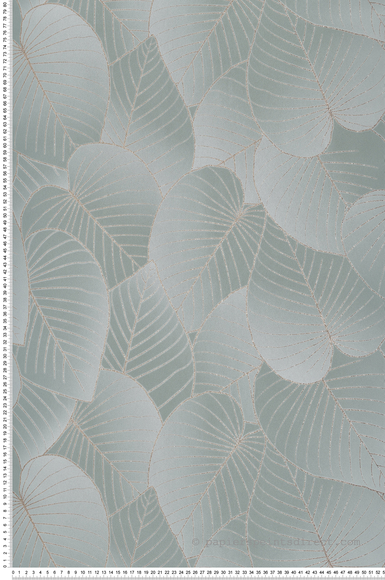 Papier Peint Feuille Dark Leaves vert clair métallisé - Botanique d'Ugépa | Réf. UGP-B21214