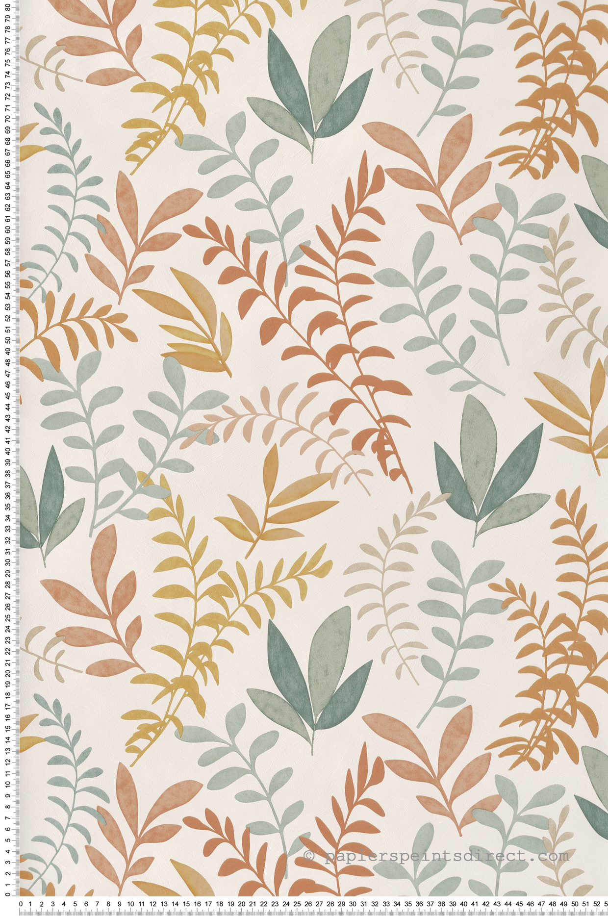 Papier peint Feuille Nature Aquarelle vert jaune terracotta - Boca Chica de Montecolino | Réf. MC-SO27062