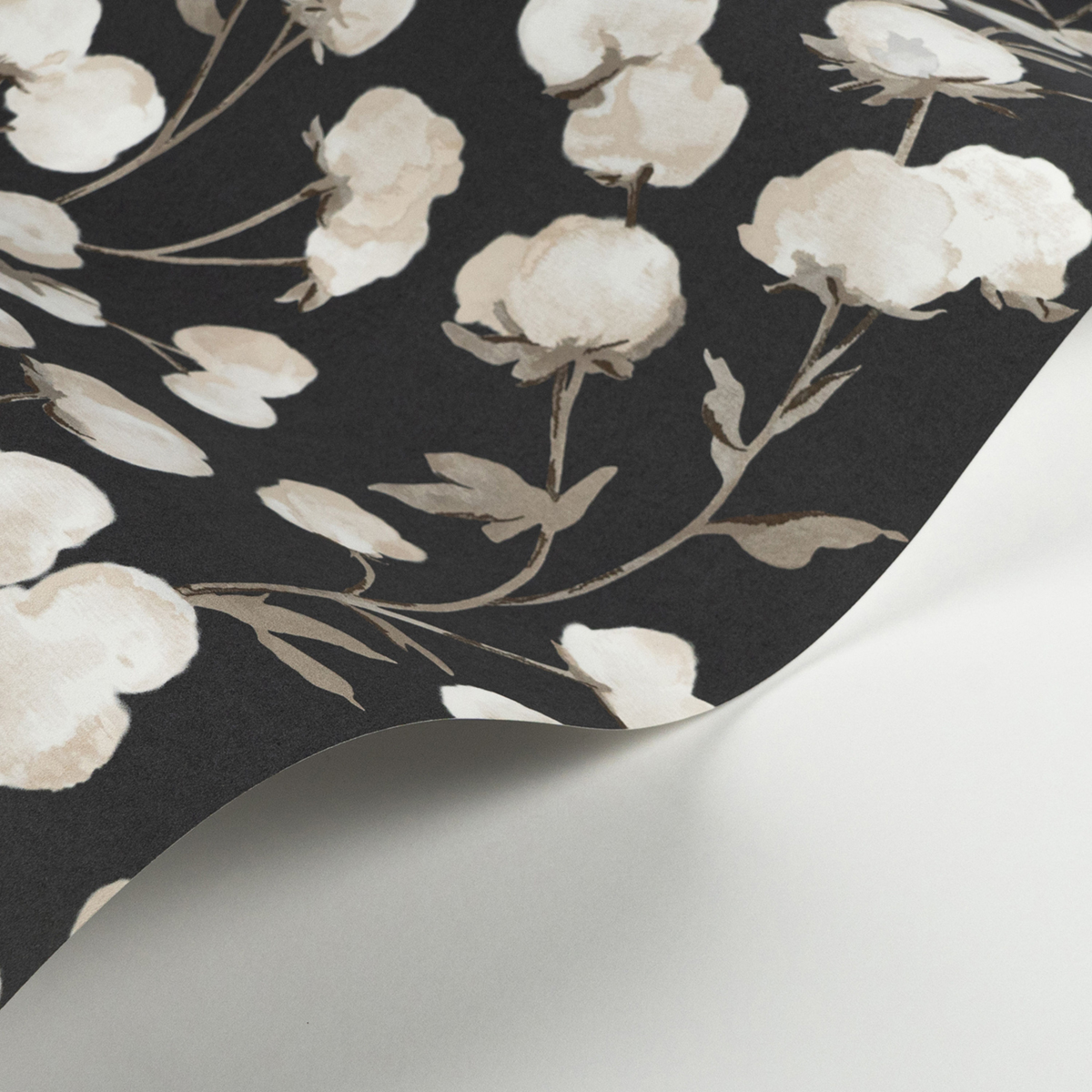 Papier peint Fleur de Coton ardoise beige - Soliflore de Casadéco AMBV | Réf. SOLI200299515