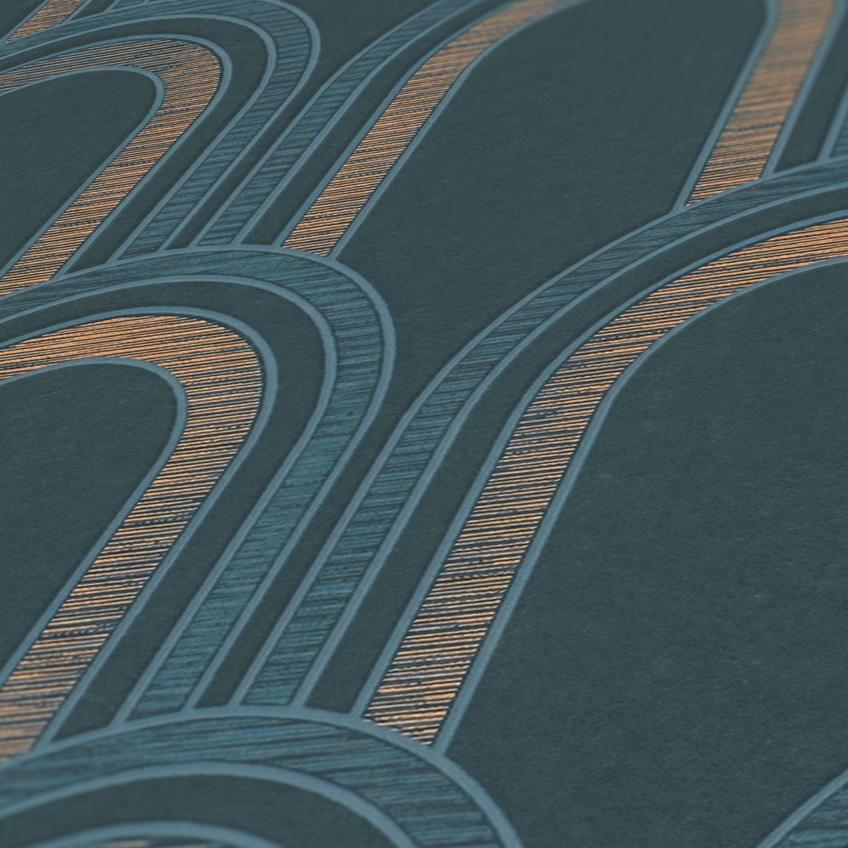 Papier peint Arches Art Déco Métal bleu doré - Arcade d'Architects Paper AMB5 | Réf. 39176-3