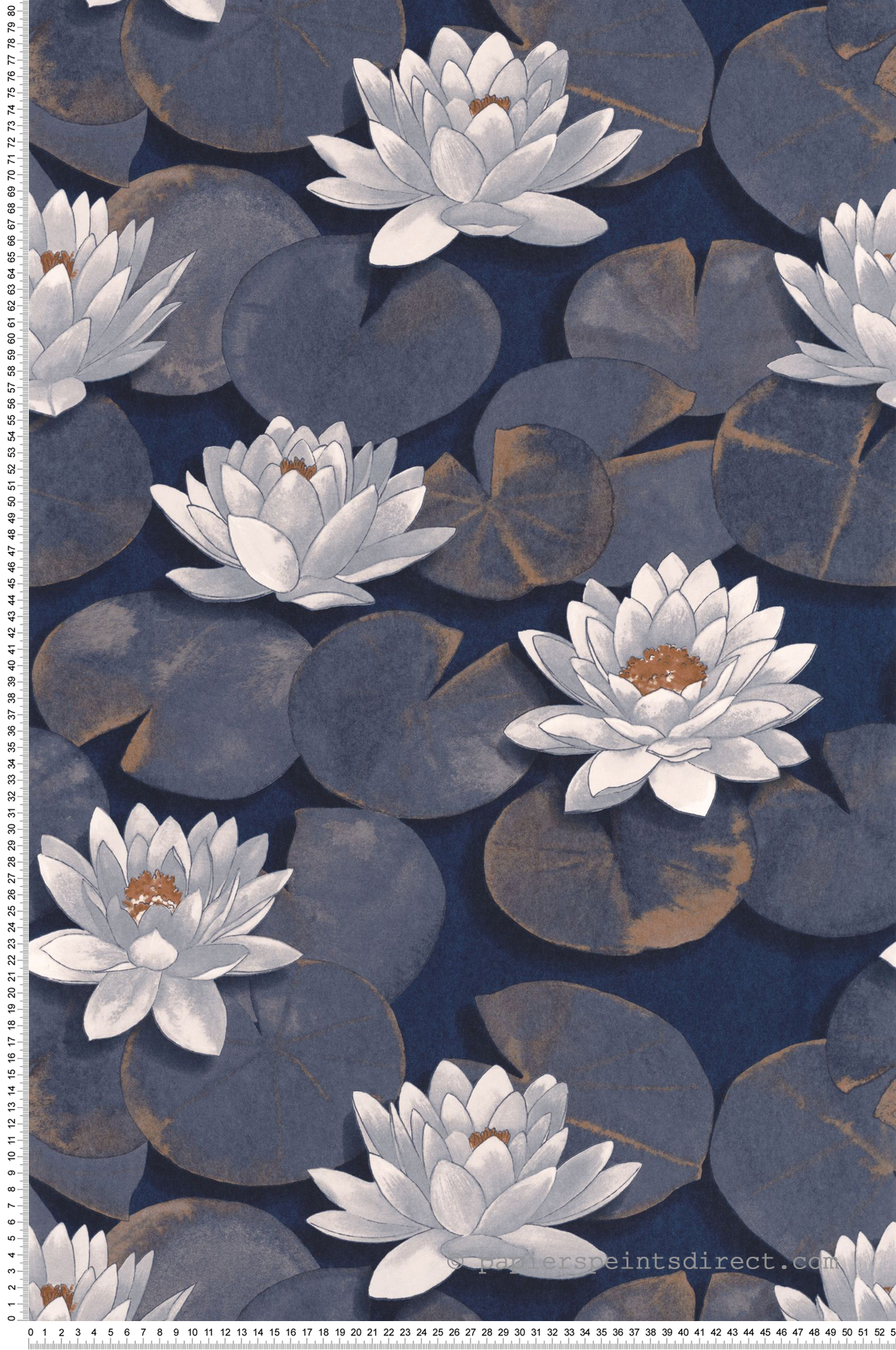 Papier peint Nénuphar Nymphea bleu encre - Gardens de Casadéco | Réf. GADN87636981