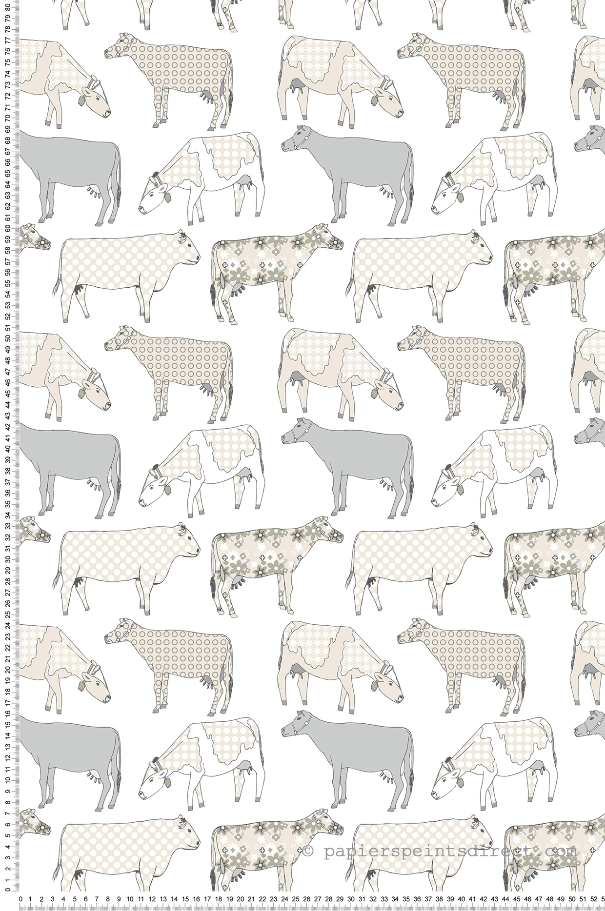Papier peint Vaches beige gris - Style Cuisine 3 de Lutèce | Réf. LTC-KE29952
